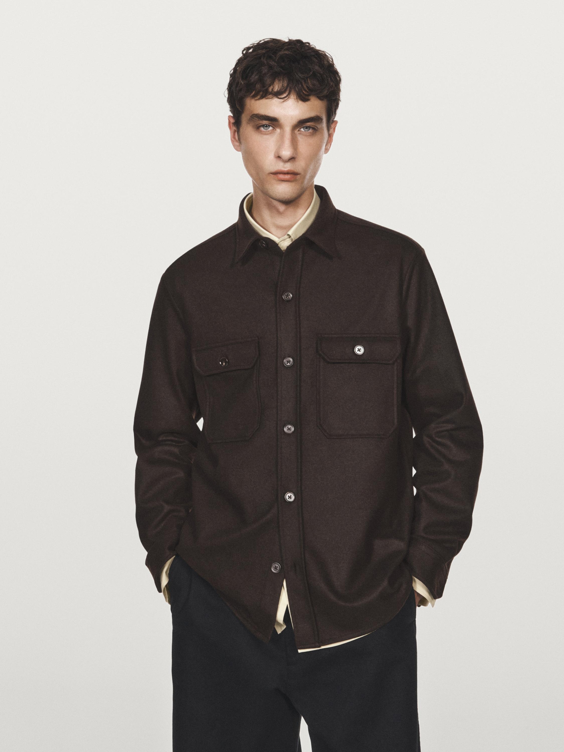 100% wool overshirt with pockets