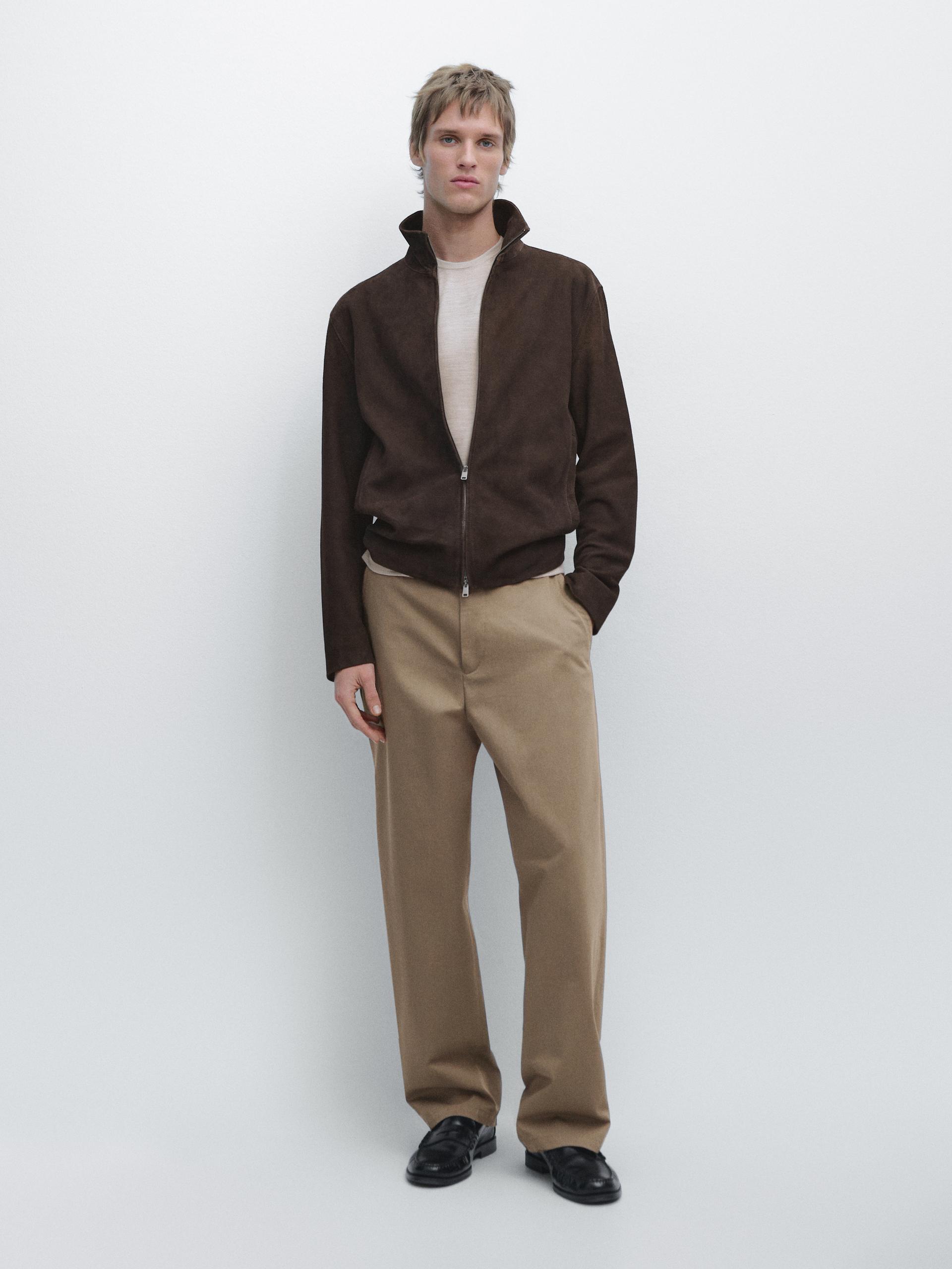 Pantaloni Relax Fit In Cotone - Visone - 46 - Massimo Dutti - Maschile
