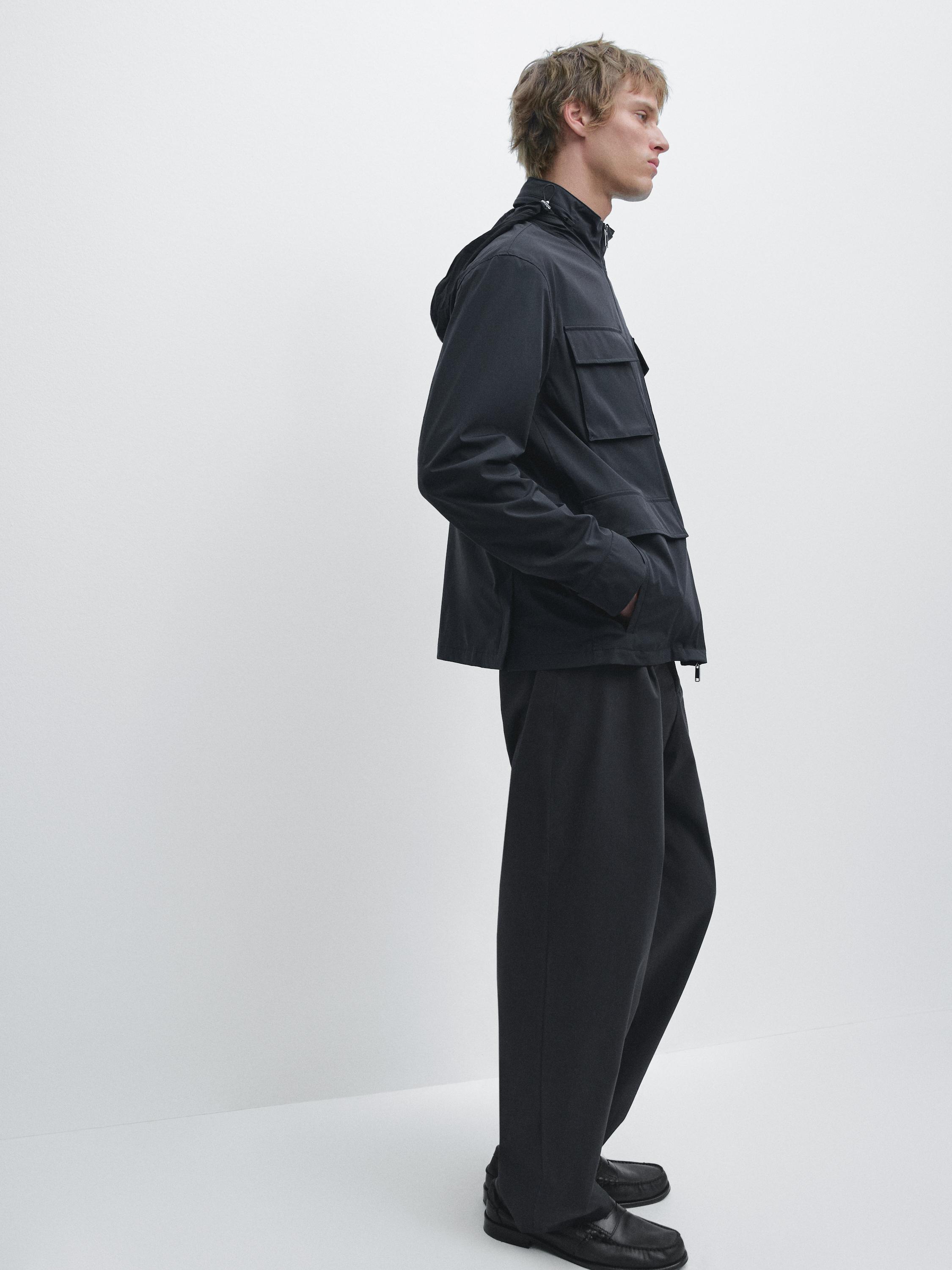 Stretch fabric jacket — NAVY BLUE