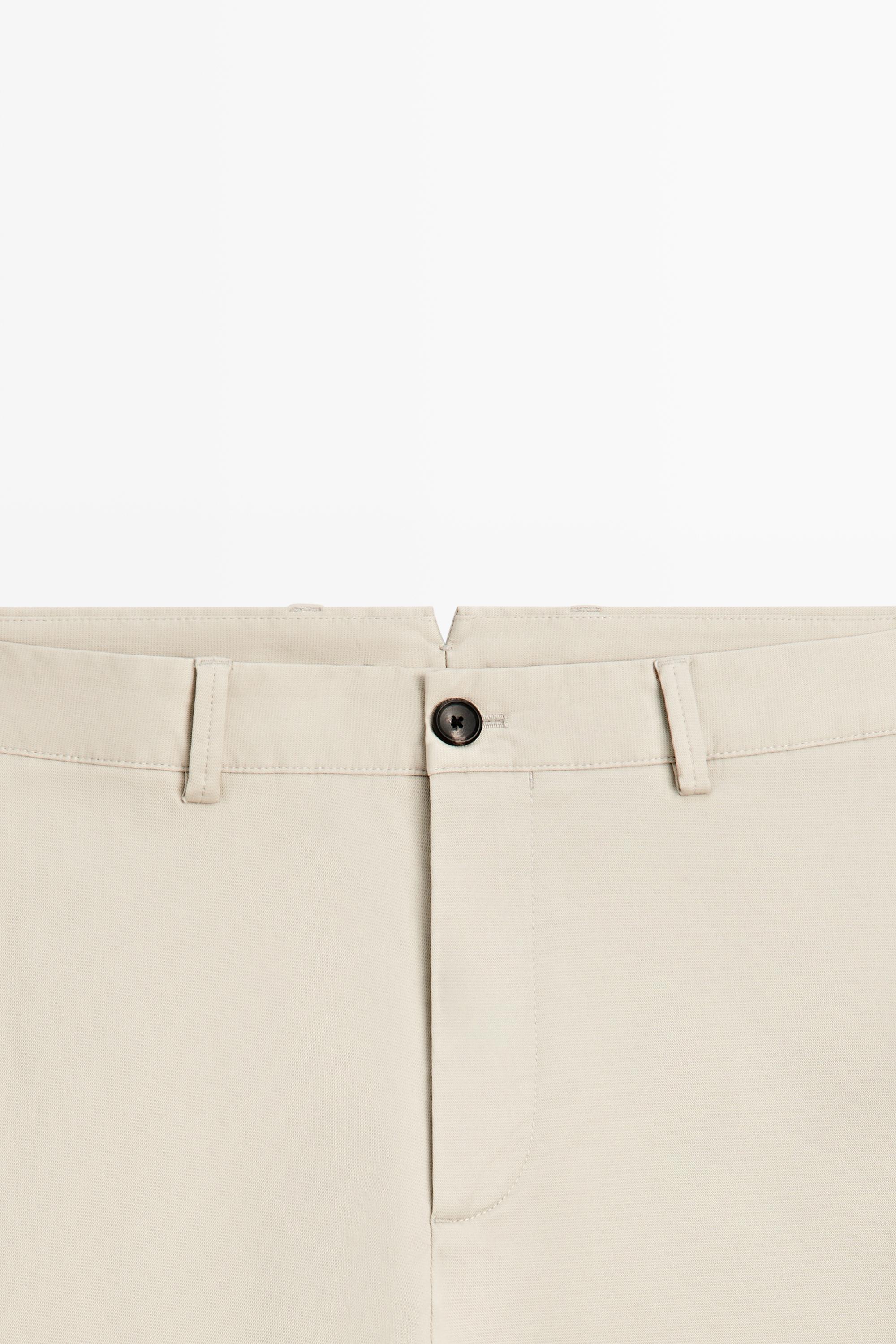 Cotton-blend slim fit pants — BEIGE