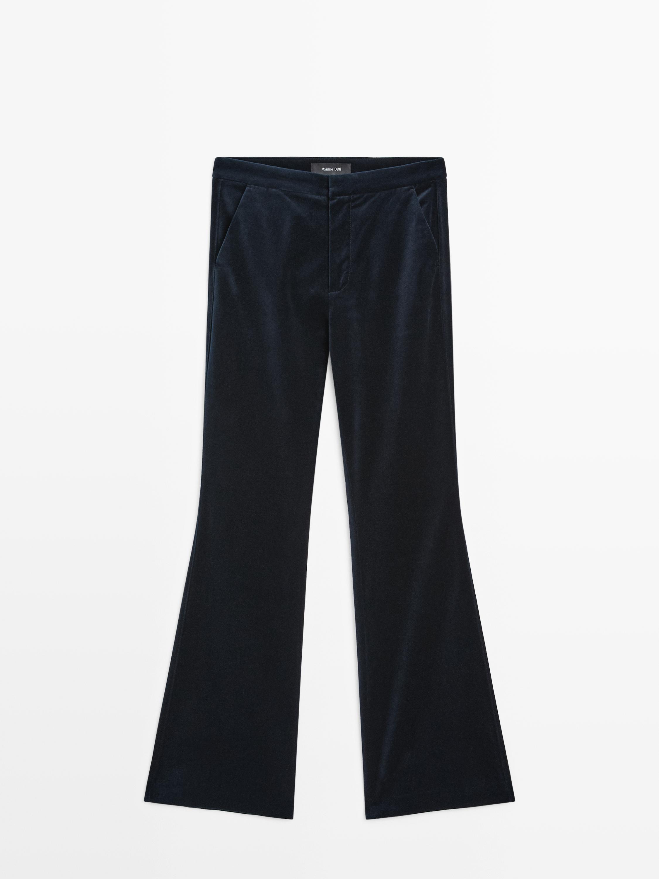 Skinny flare fit velvet trousers