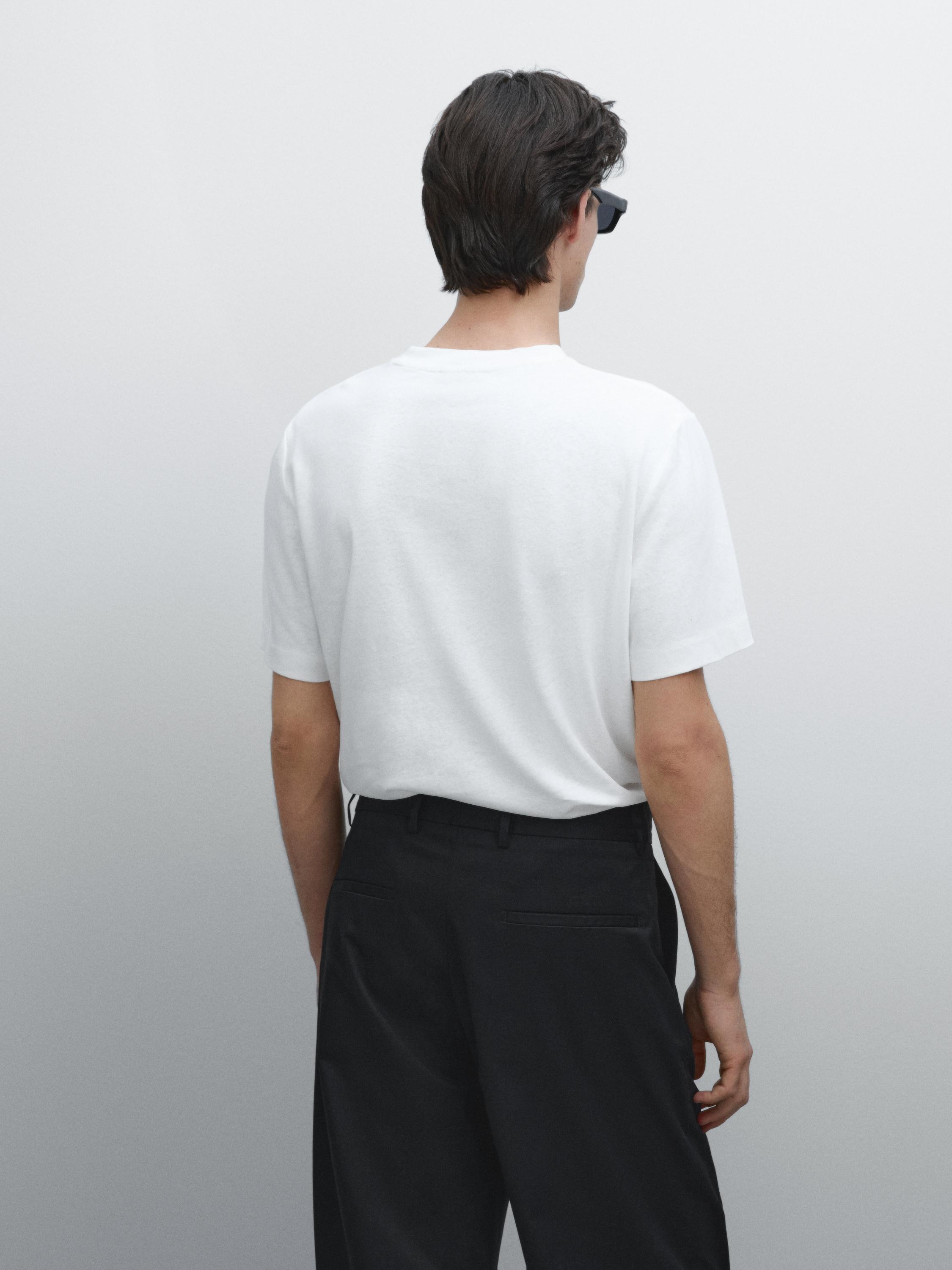 Short sleeve linen blend T-shirt