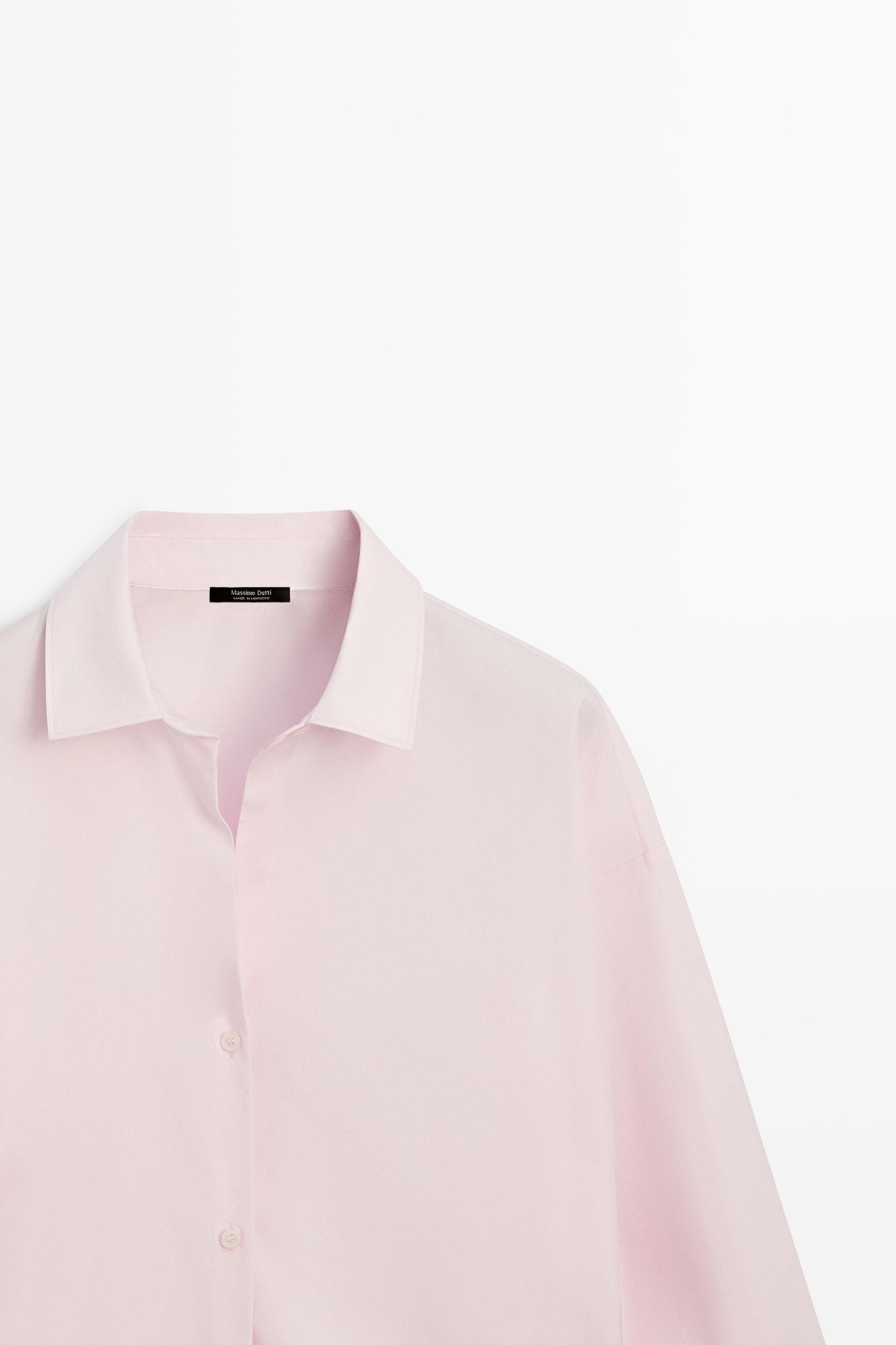 Cotton poplin shirt with dart detail — PINK