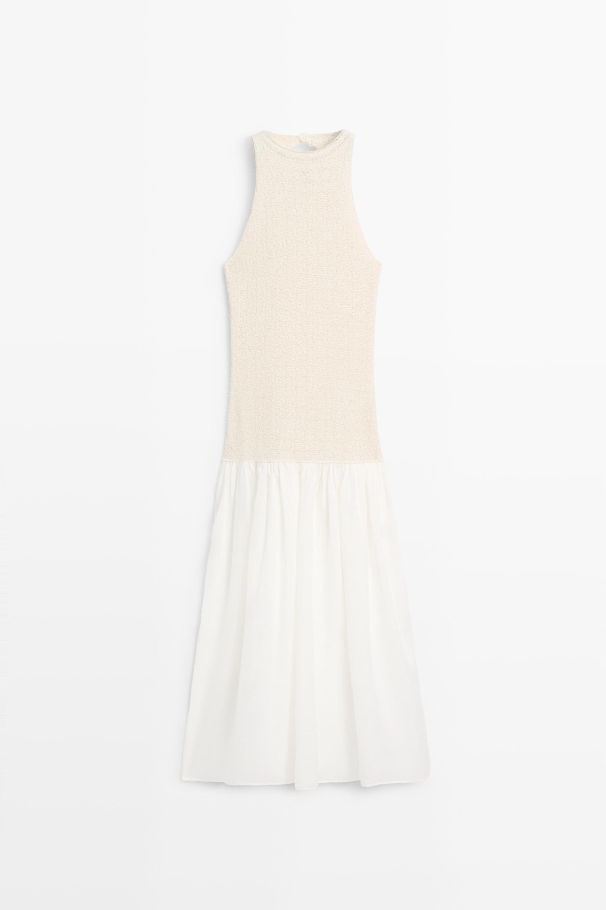 Vestido midi halter combinado