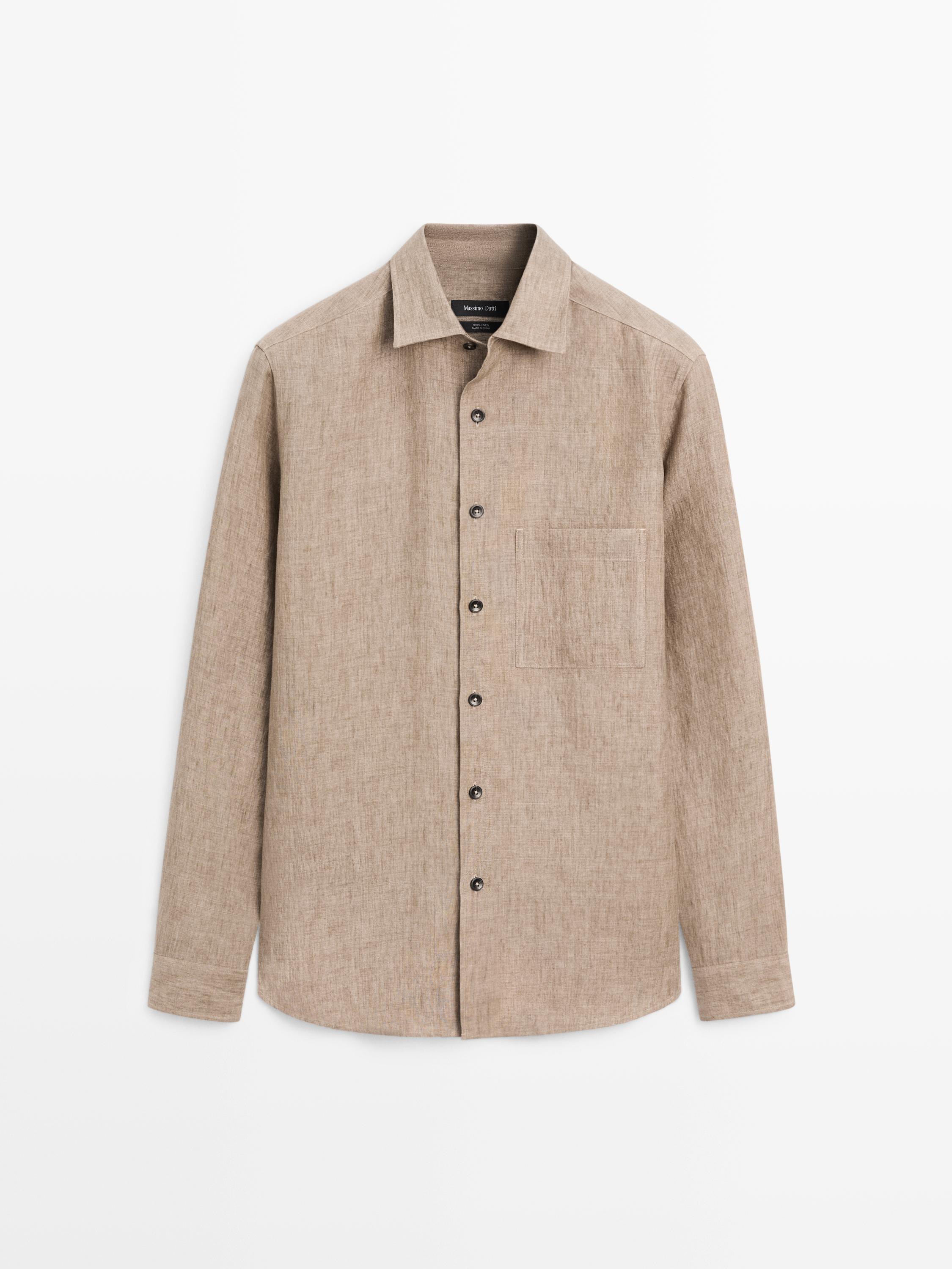 Faded linen shirt with pocket detail
