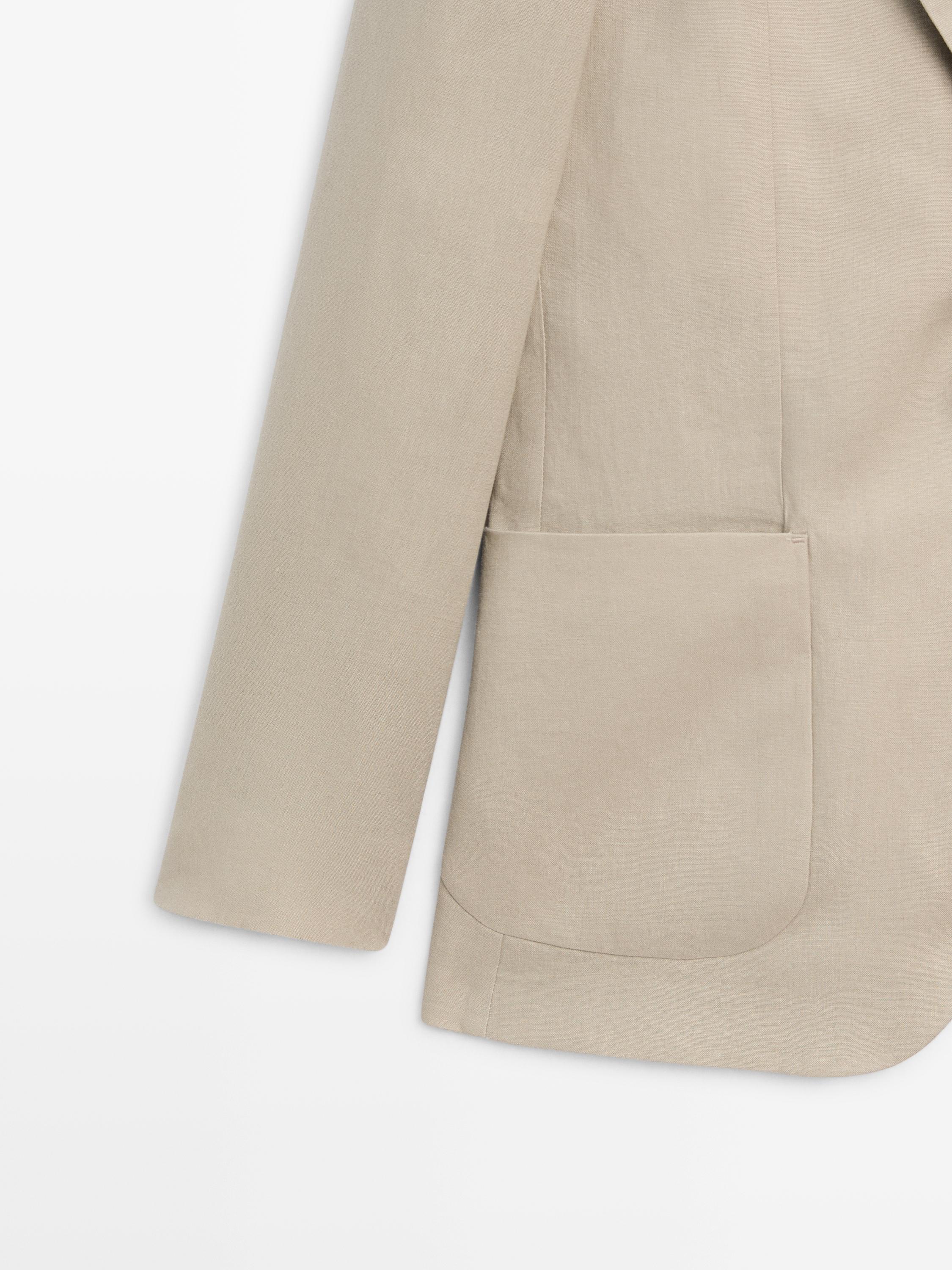 100% linen suit blazer — BEIGE