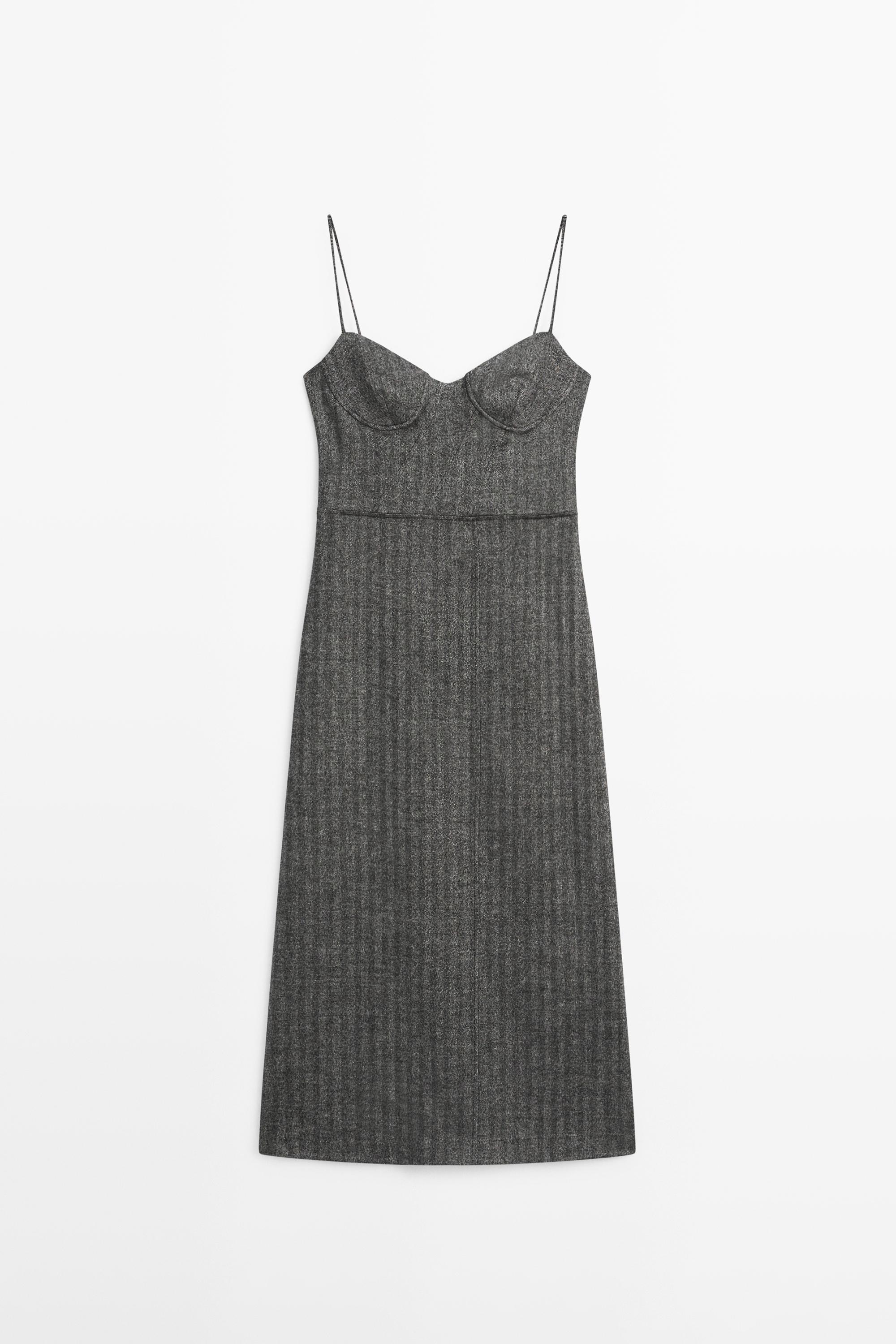 Strappy midi dress — CHARCOAL