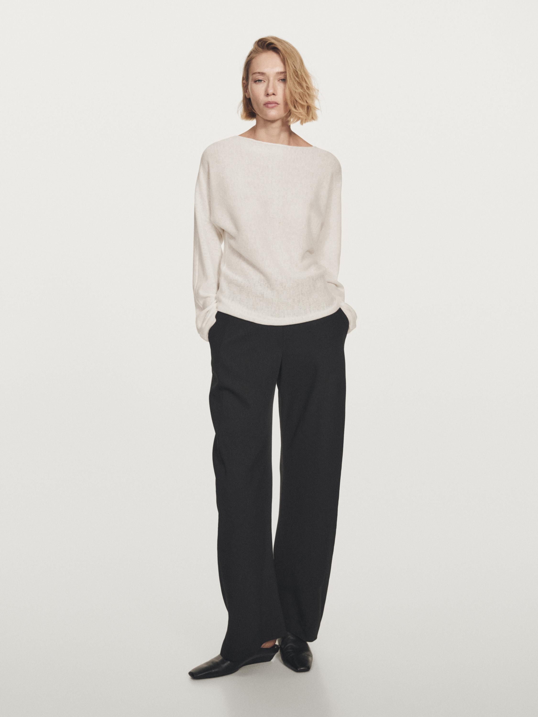 Boat neck knit sweater