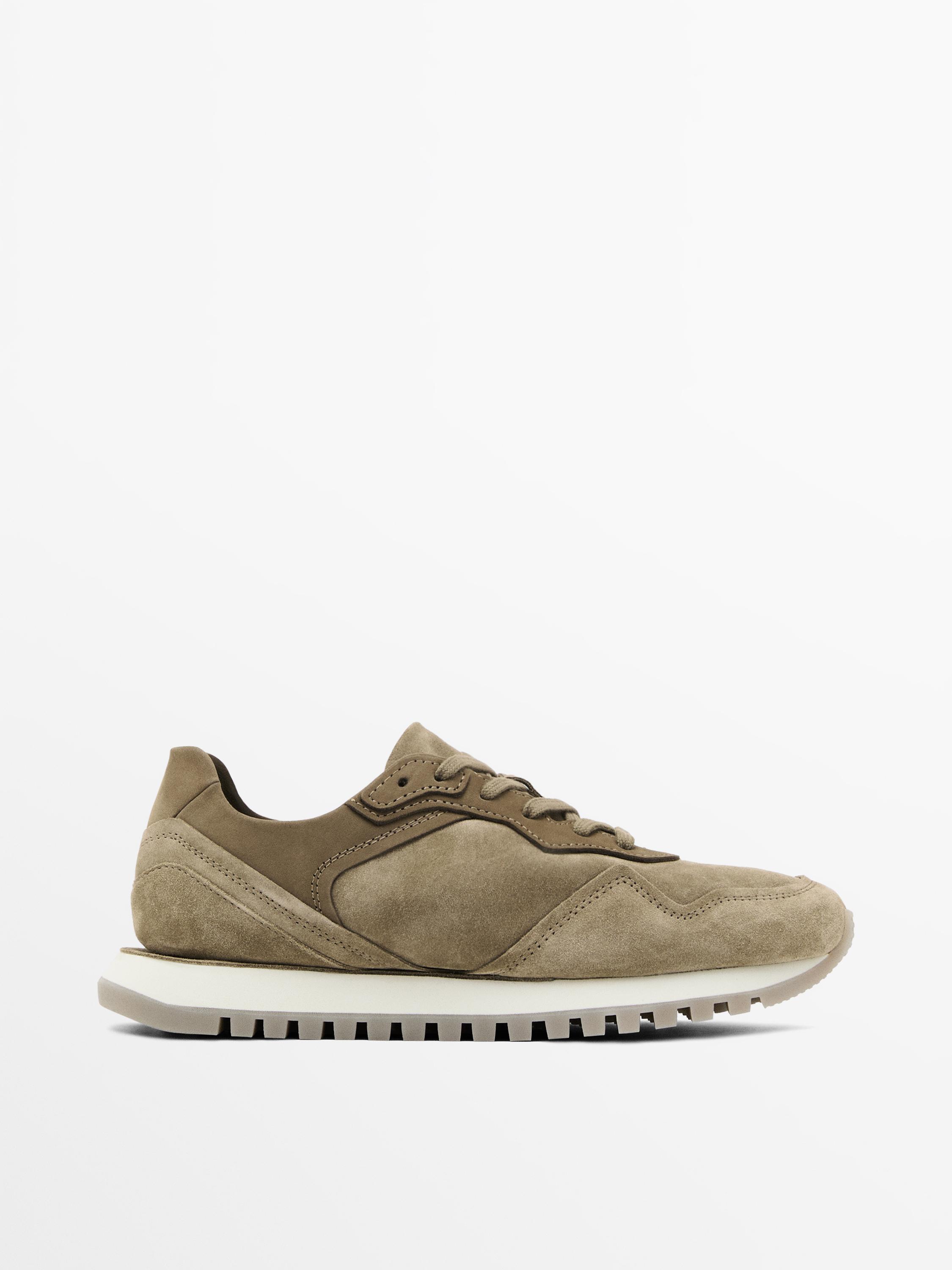 Split suede trainers