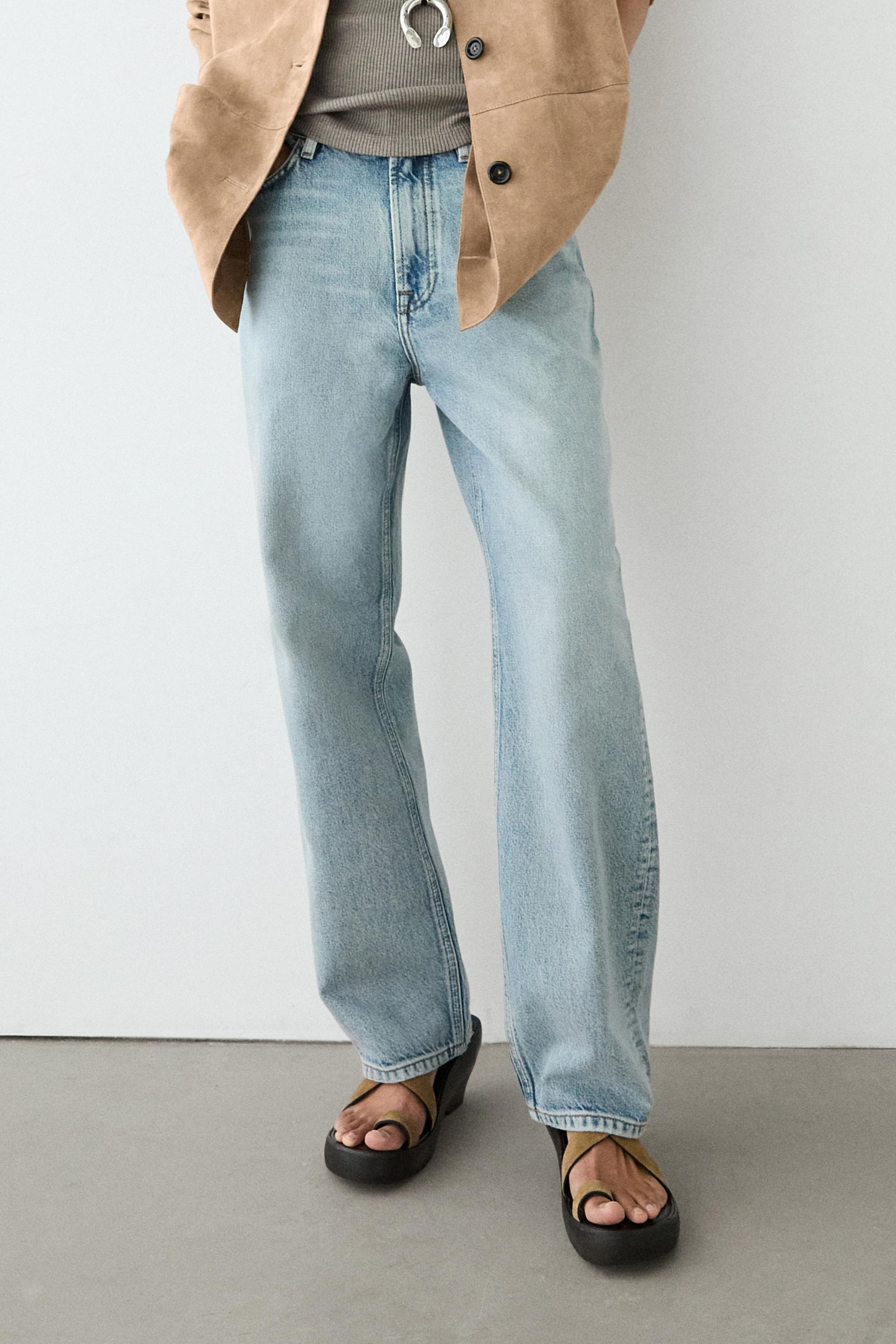 Straight-leg high-waist jeans — Light Blue
