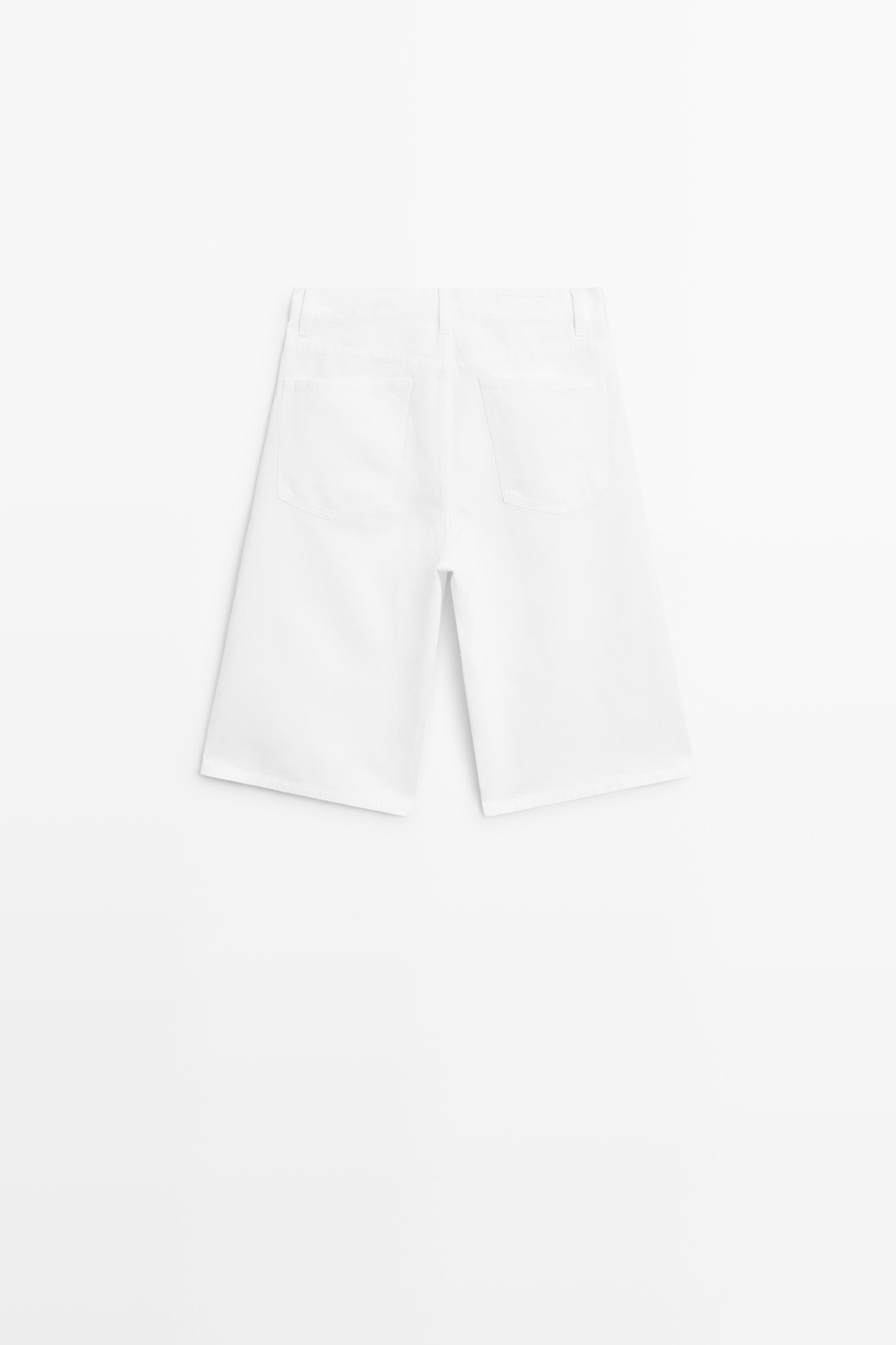 Cotton and linen blend Bermuda shorts — Off white