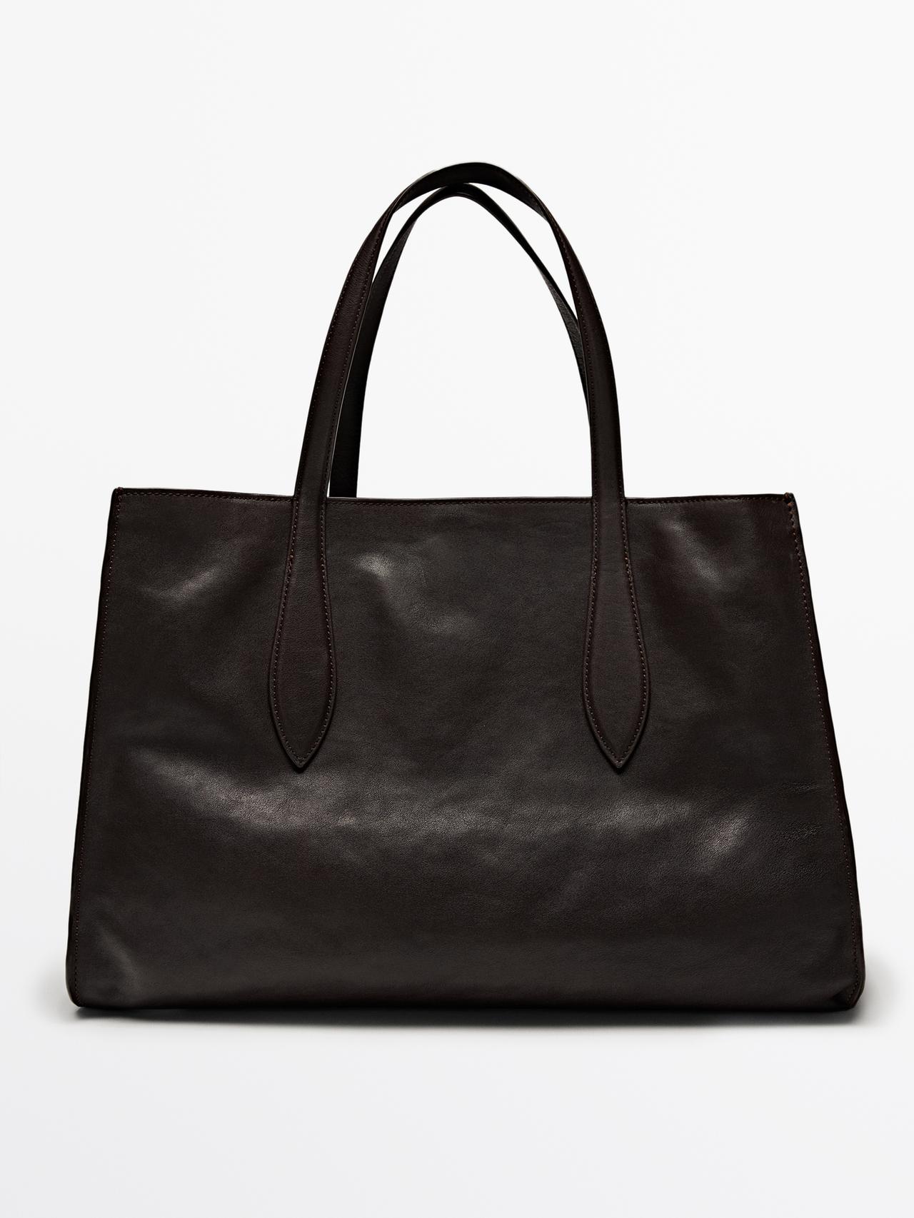 Massimo Dutti - Dame - Maxi Nappaskind Md Icon Shoppertaske - Brun - 01