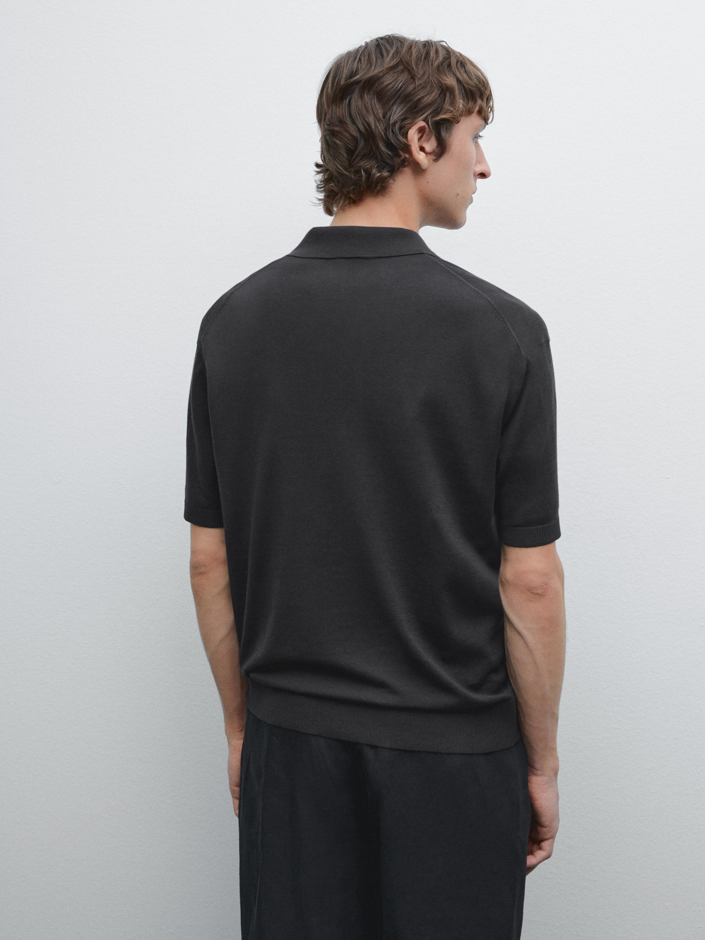 100% cotton regular fit knit polo shirt