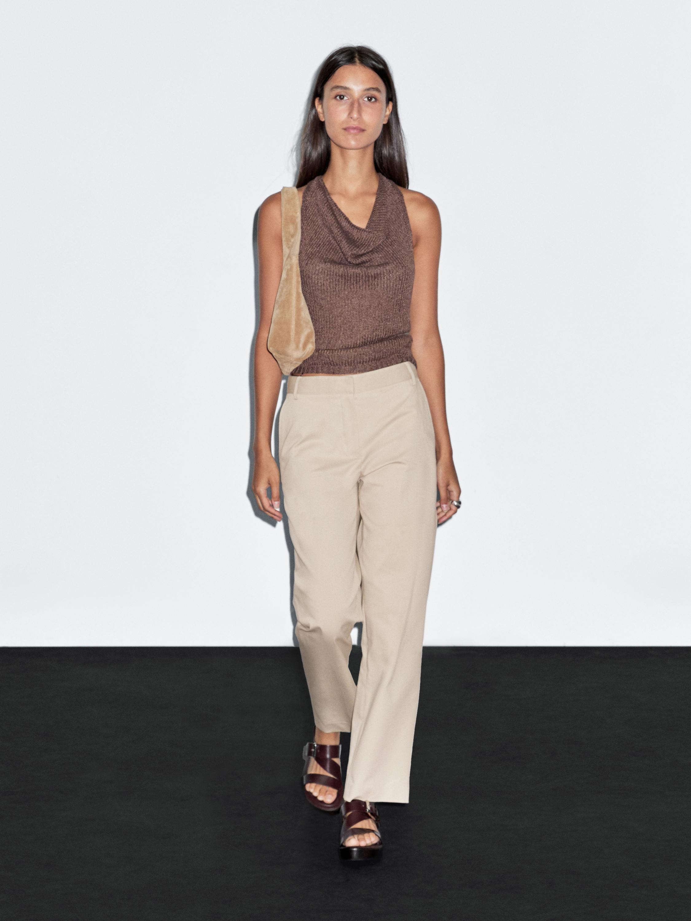 Pantalon straight en coton mélangé