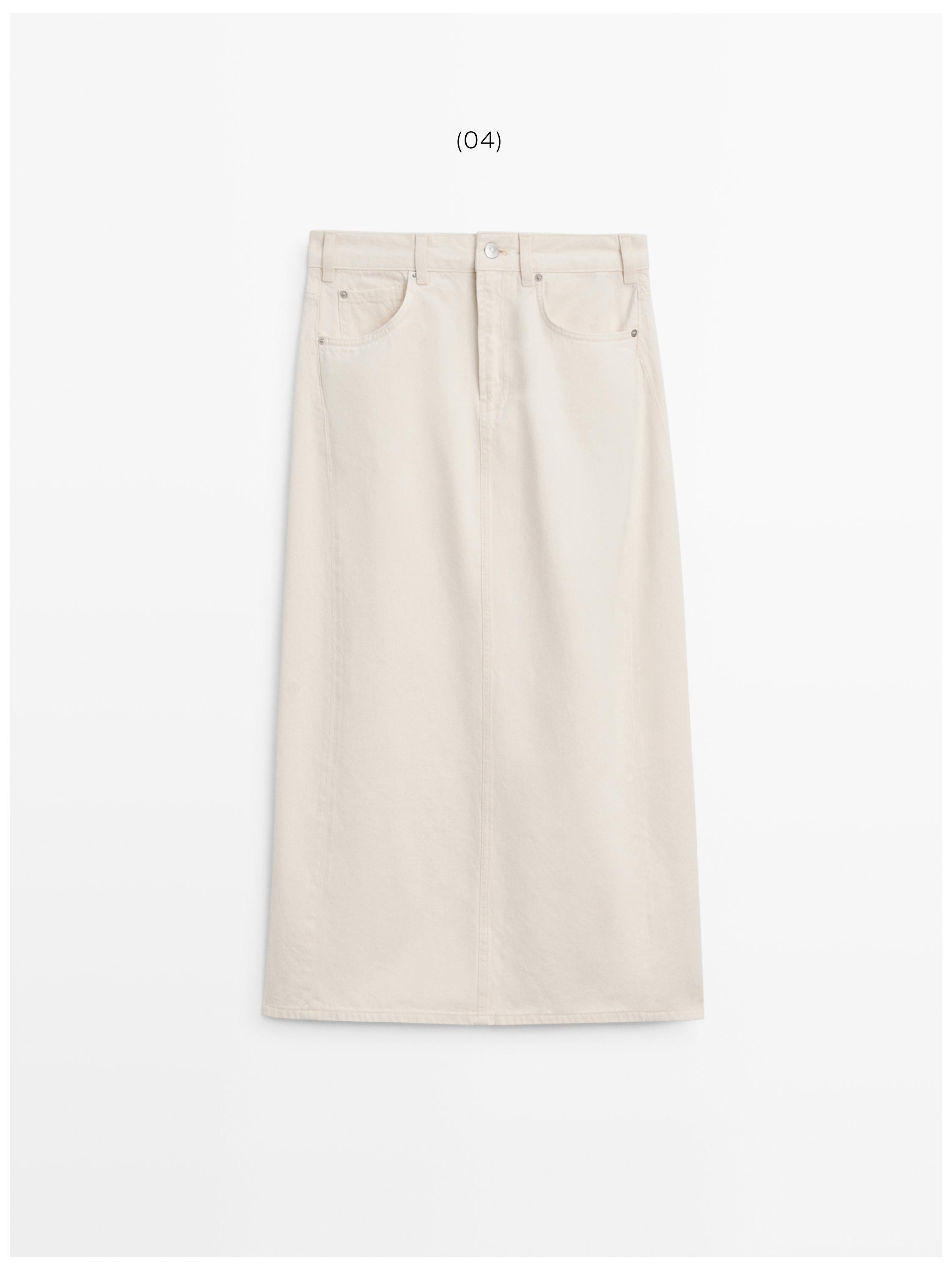 Barrel fit denim midi skirt — CREAM