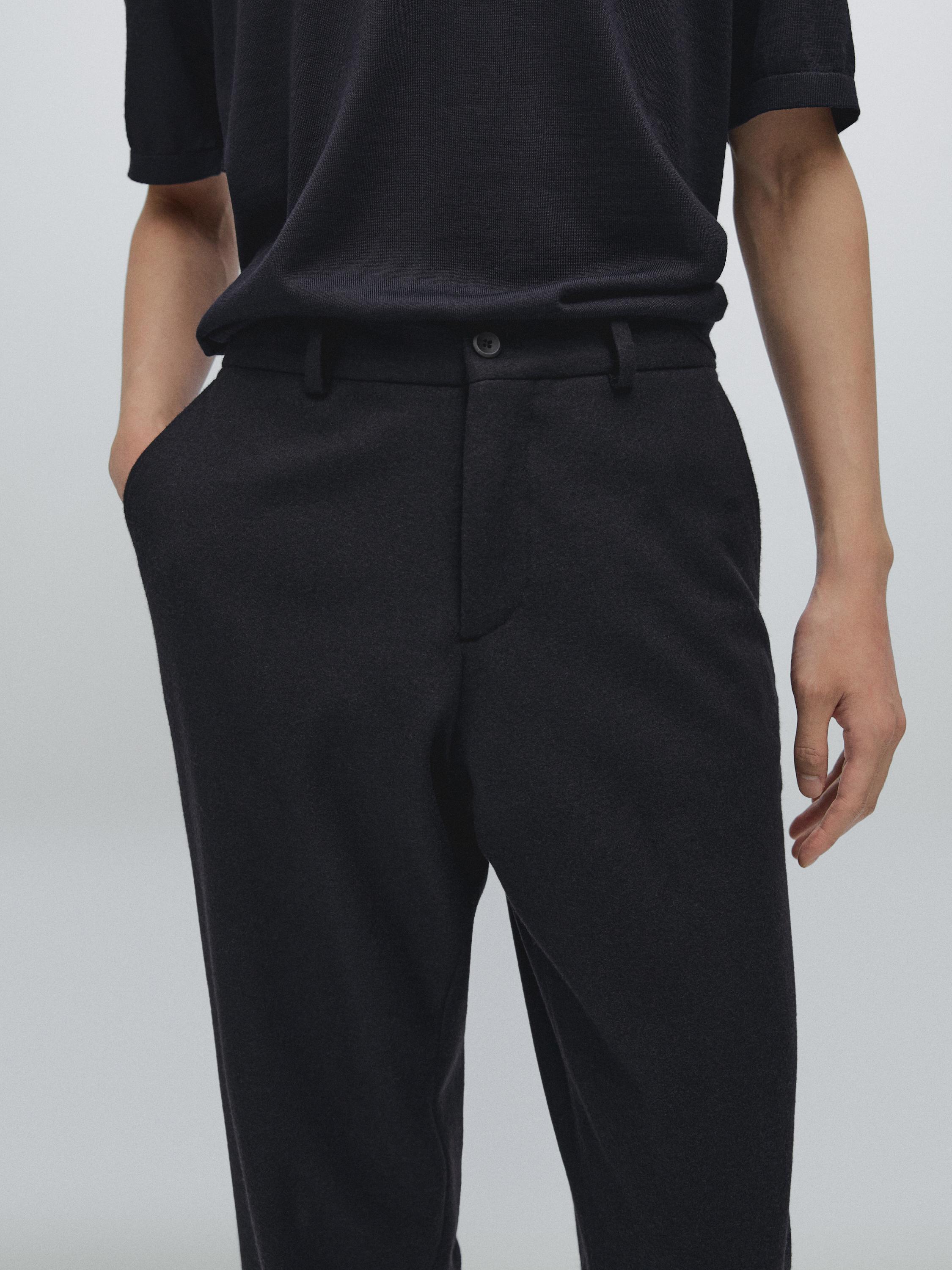 Wool blend trousers — NAVY BLUE