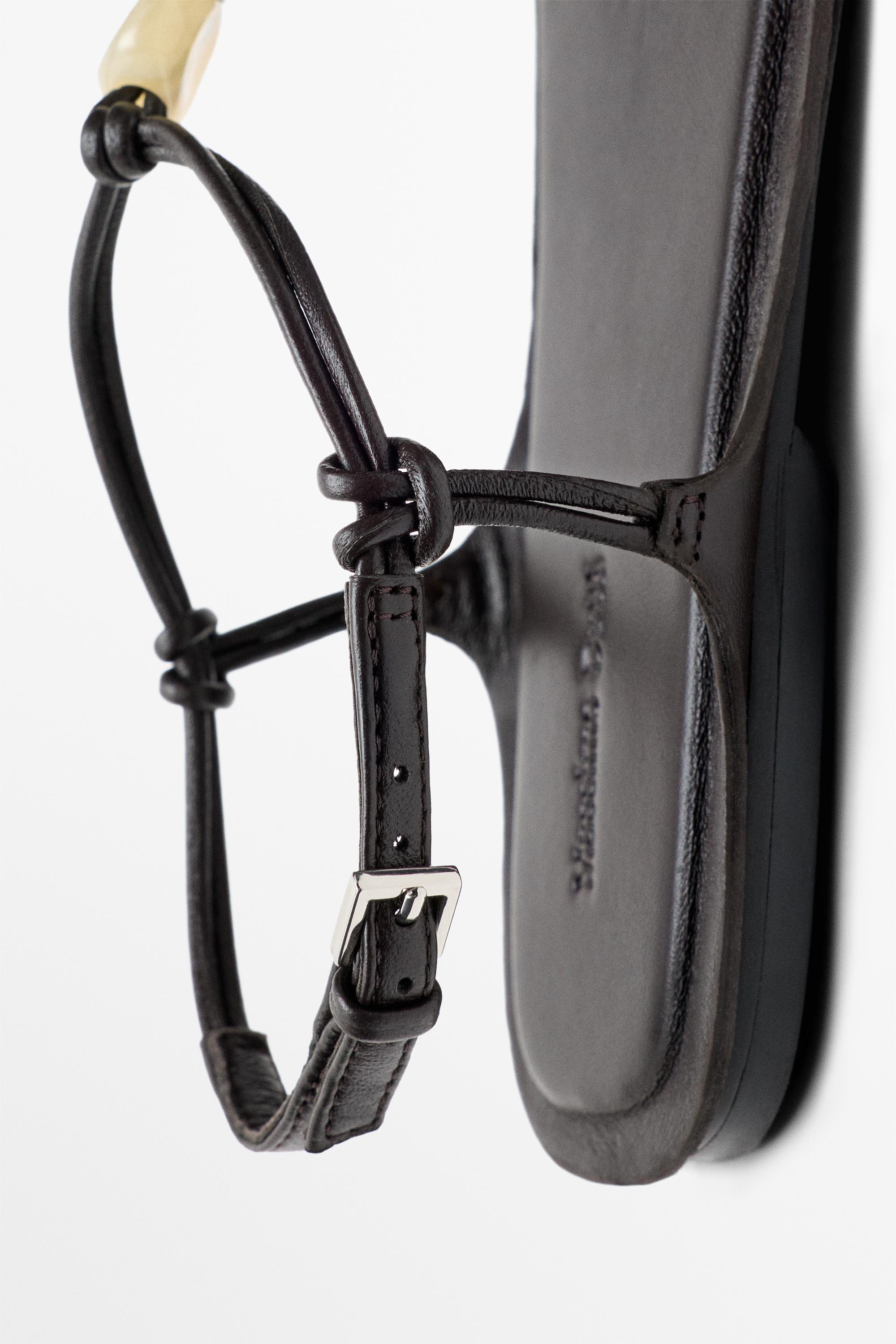 Flat slider sandals with stones — BROWN