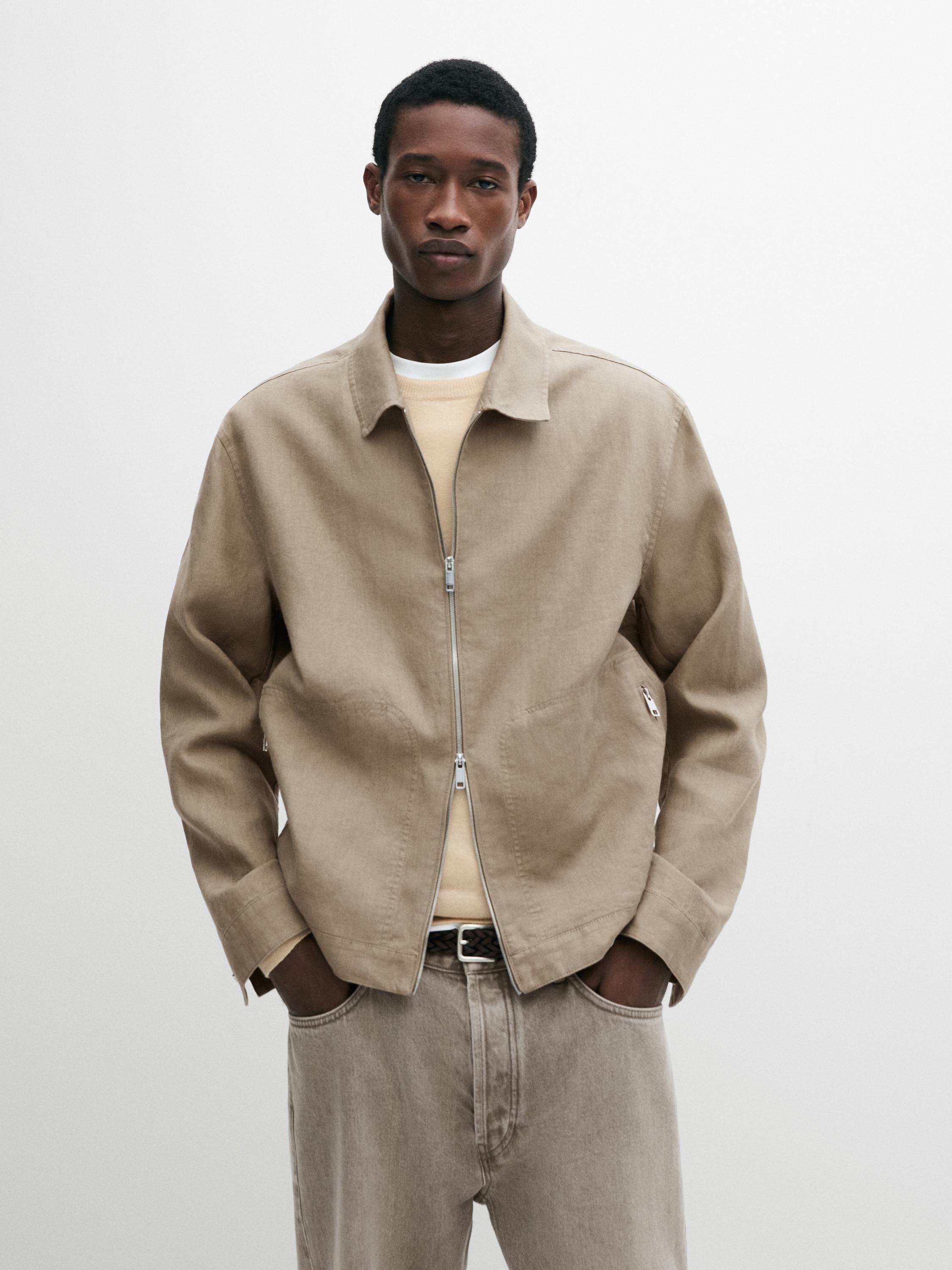 Cropped 100% linen jacket — OCHRE