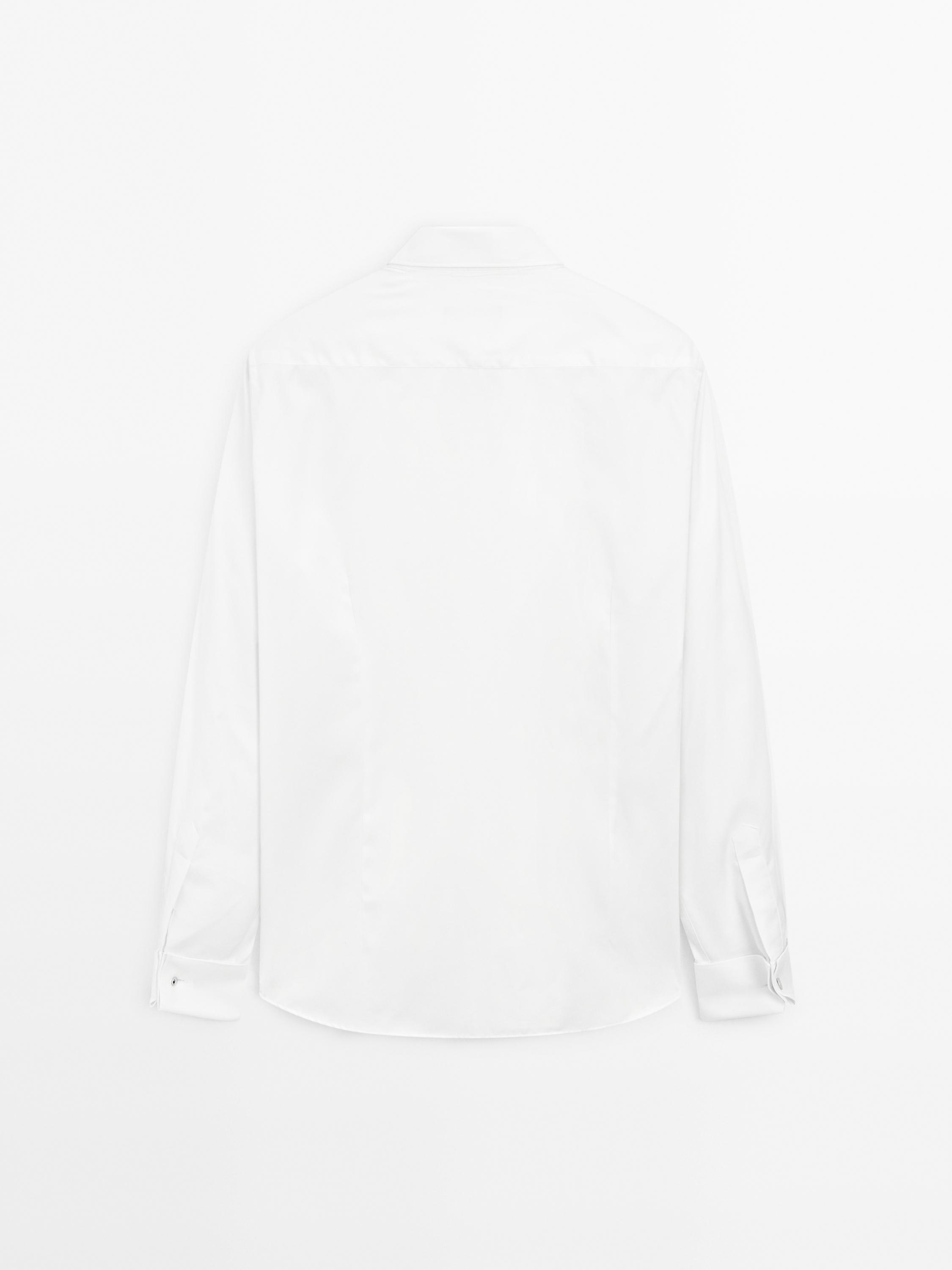 Camisa slim fit doble puño algodón