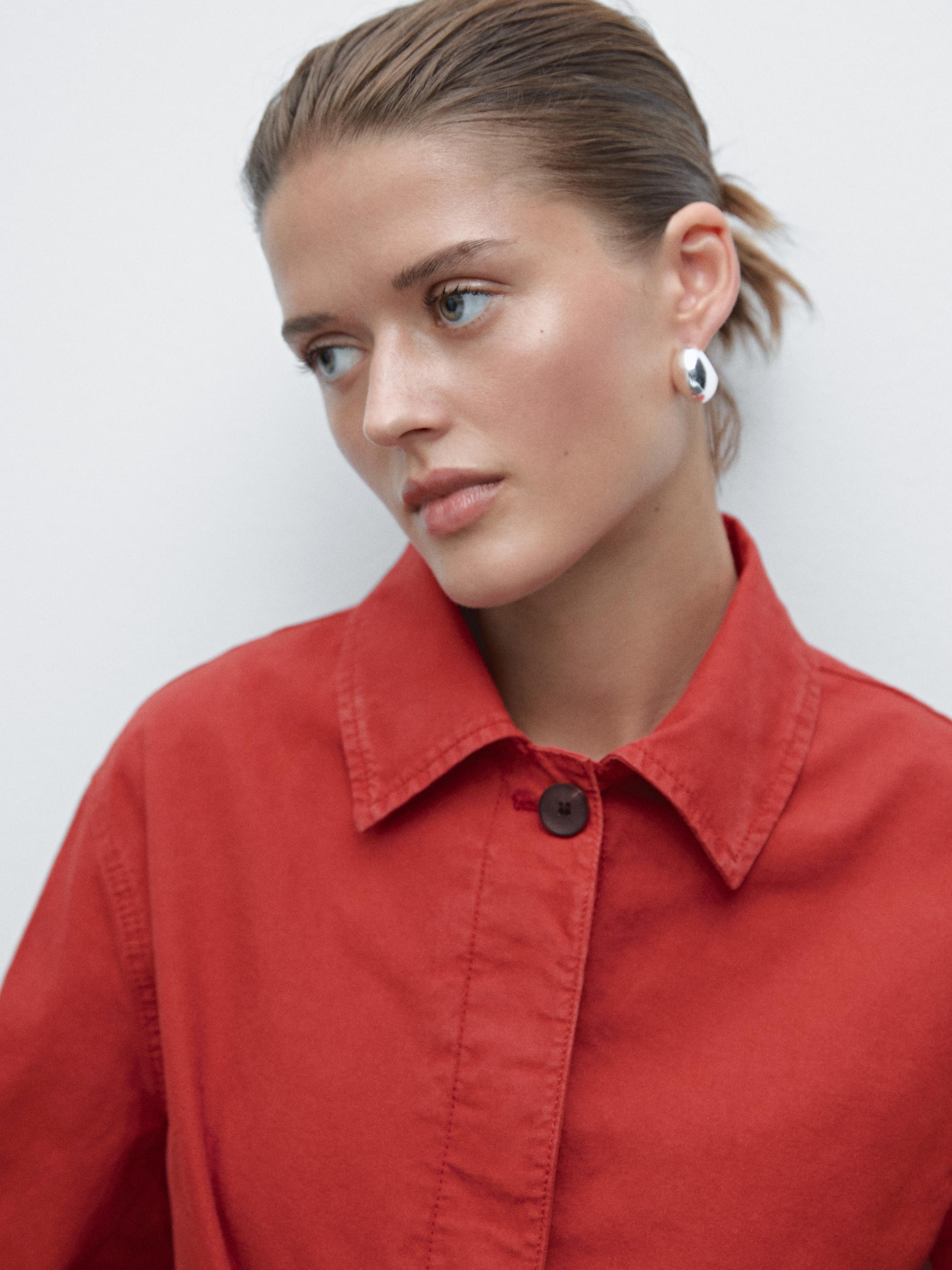 Trenchcoat Roter Mantel Stylen 100% Cotton Trench Coat · Red