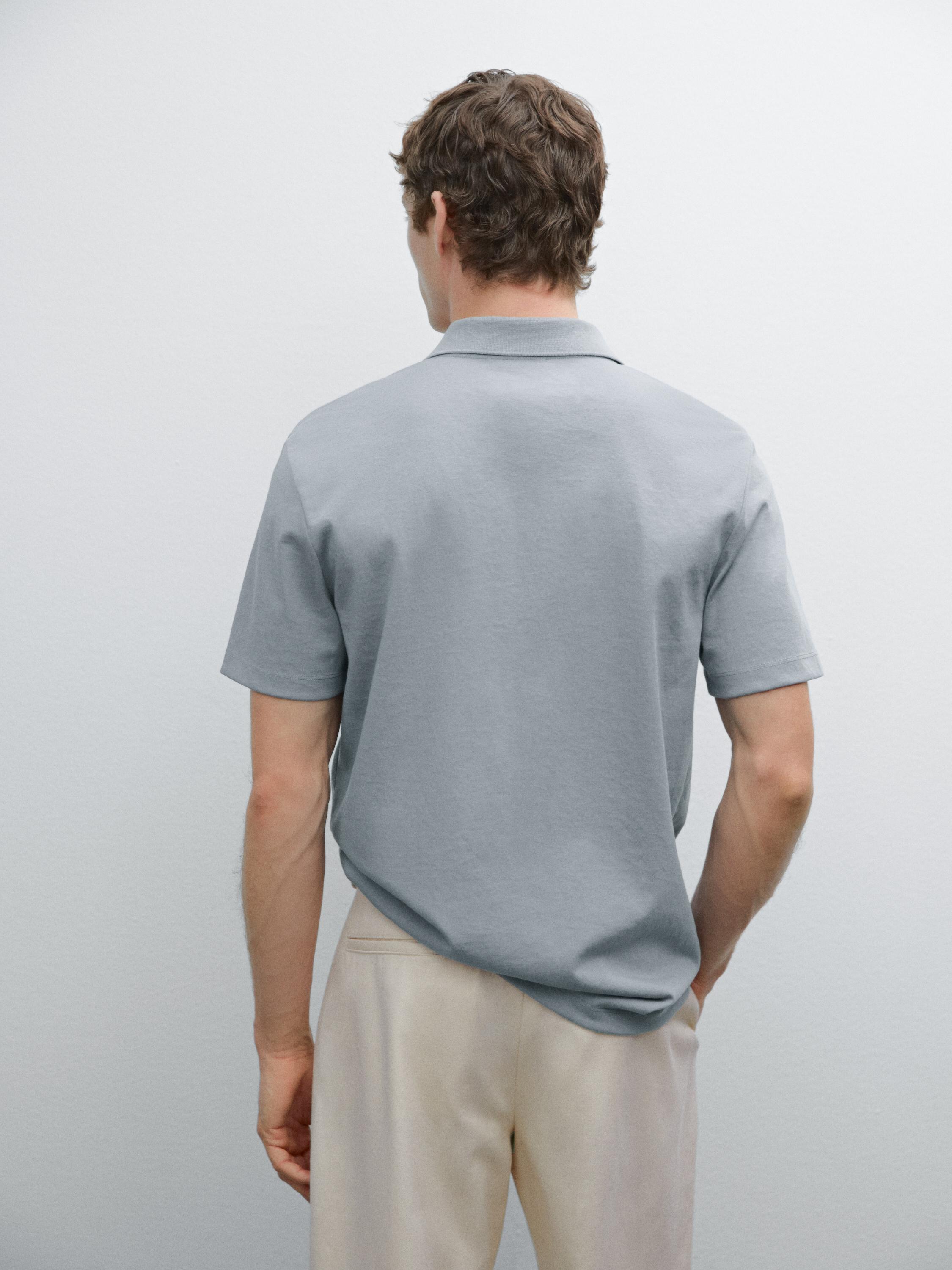 قميص بولو من القطن المخلوط بأكمام قصيرة
