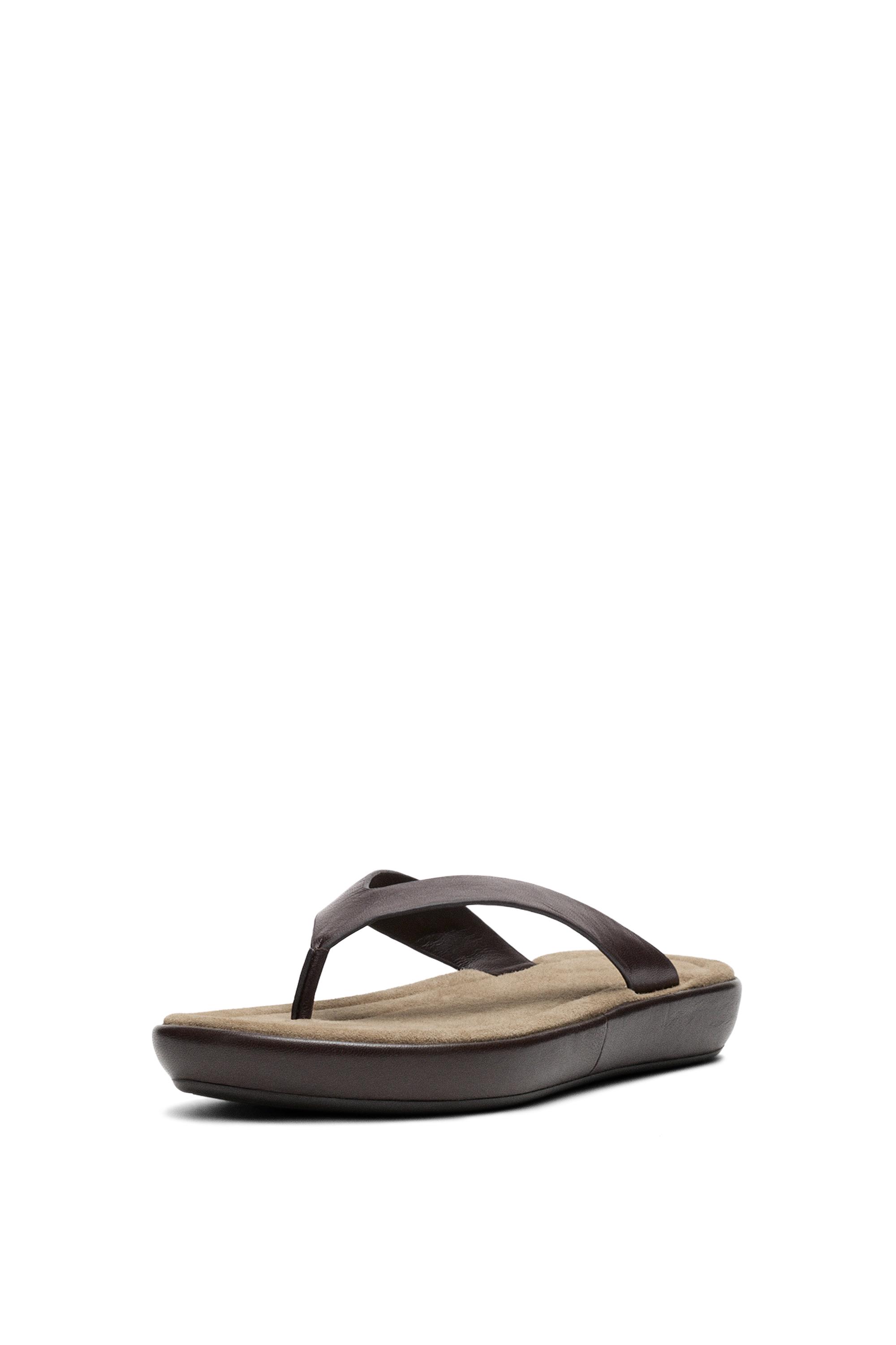 Leather platform sandals — BROWN