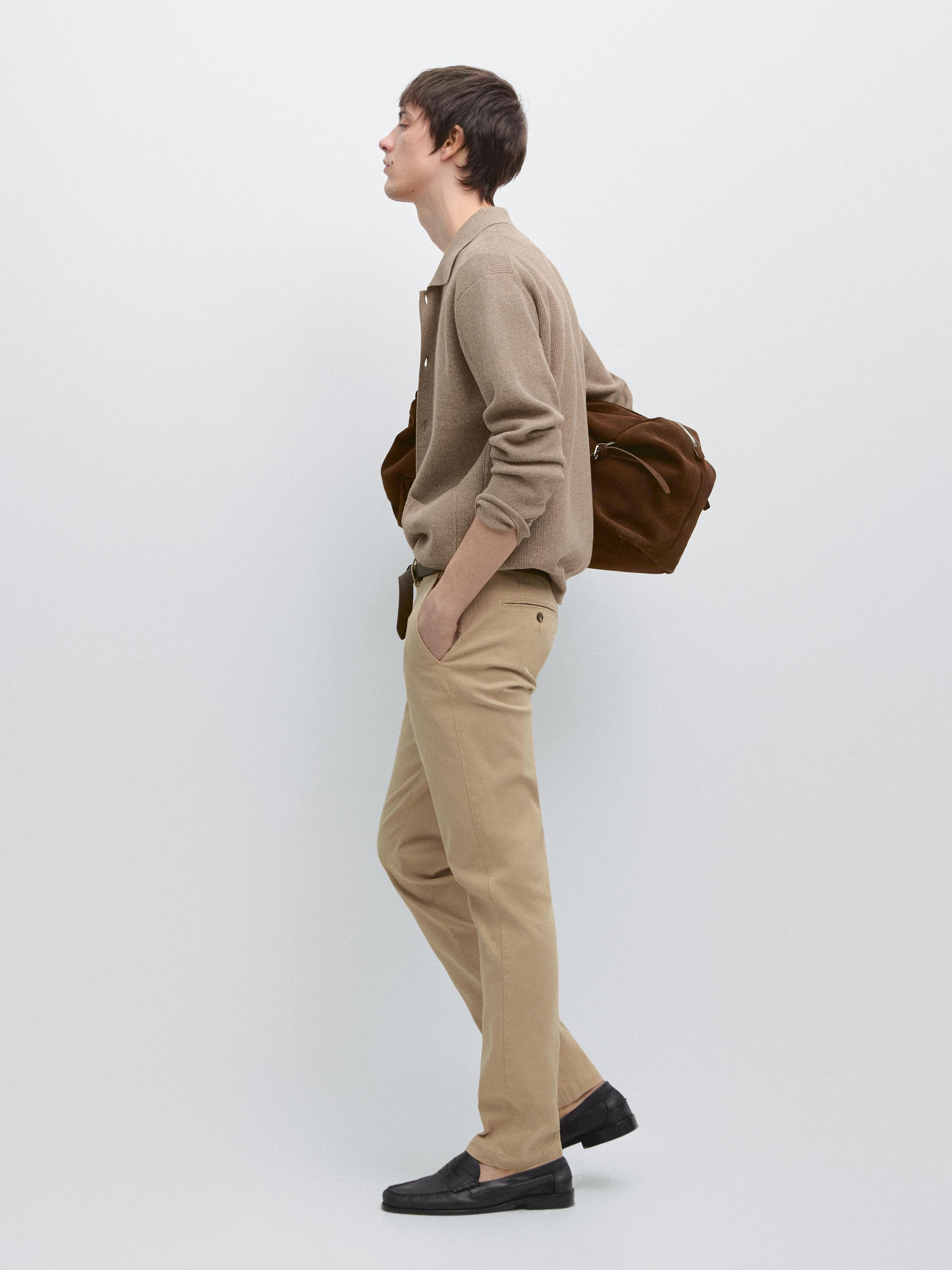 Slim-fit micro-textured trousers — OCHRE