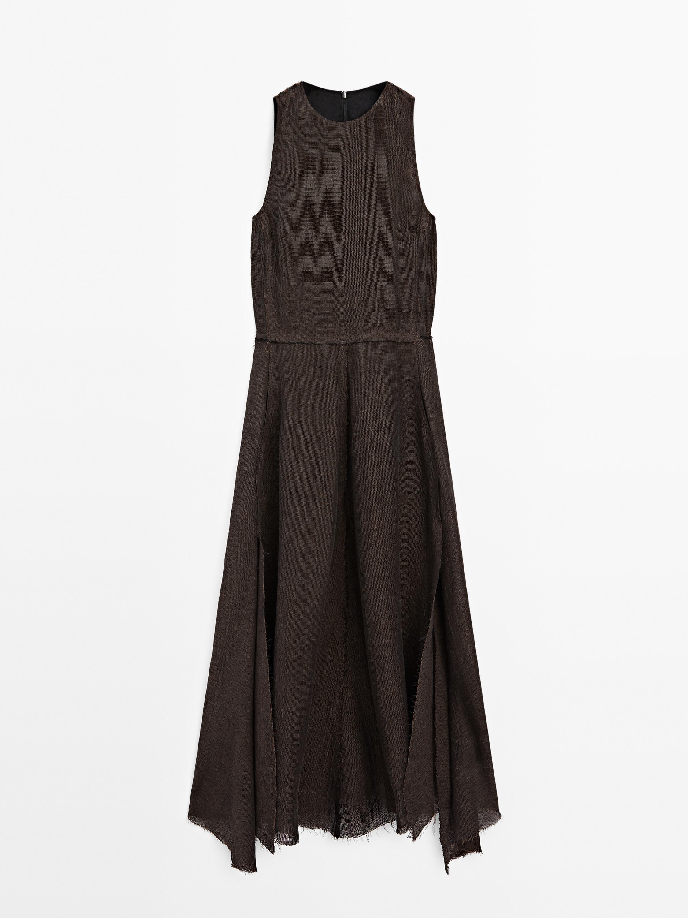 100% linen midi dress