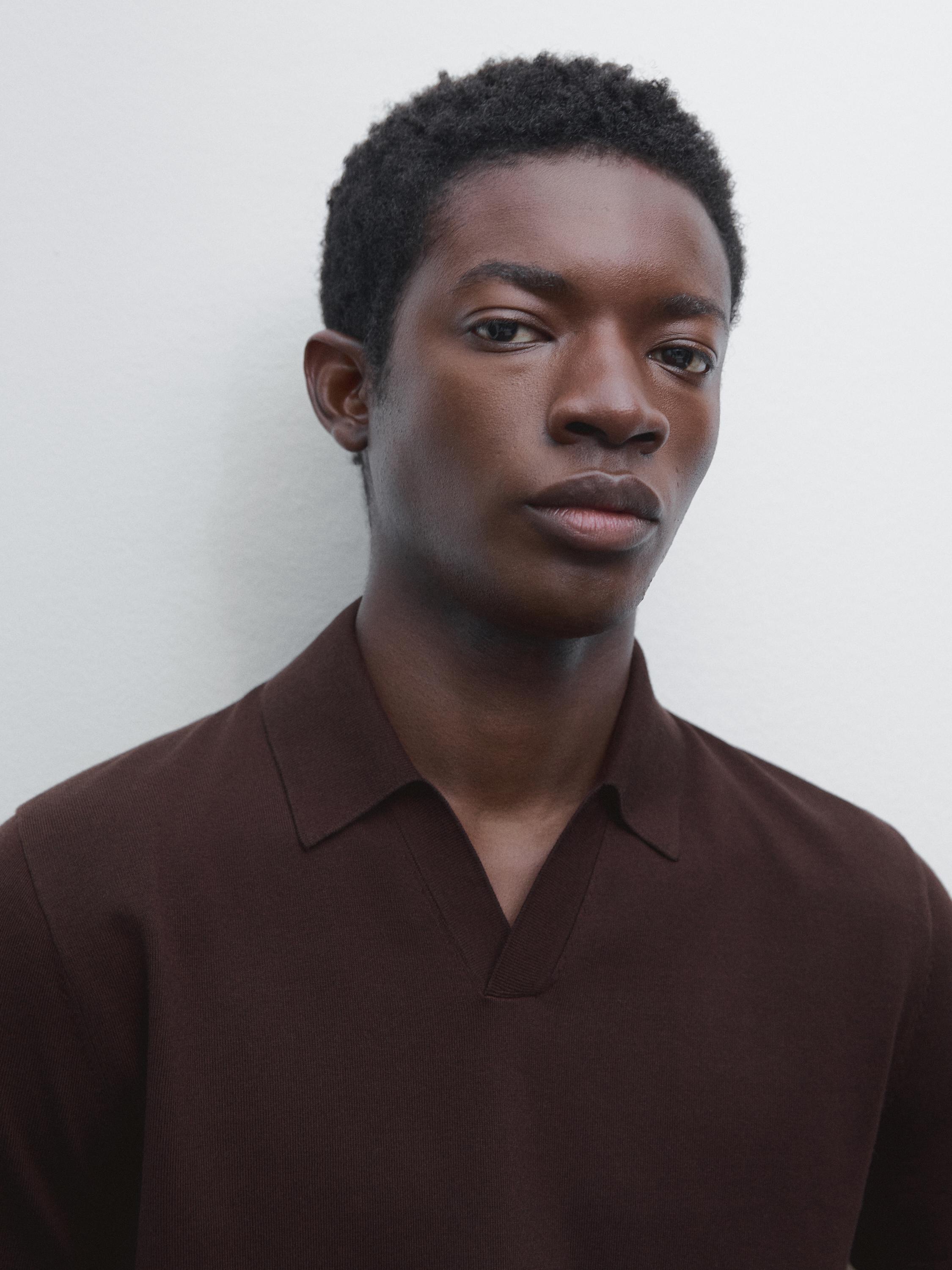 Short sleeve cotton knit polo shirt
