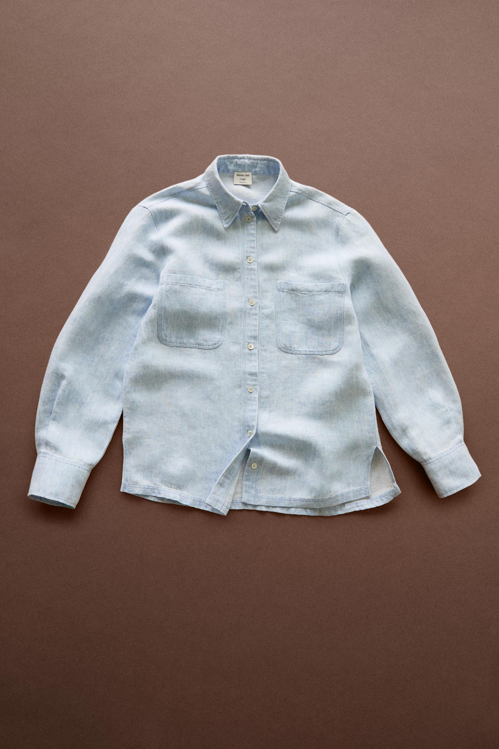 Denim effect pocket shirt - STUDIO — Light Blue