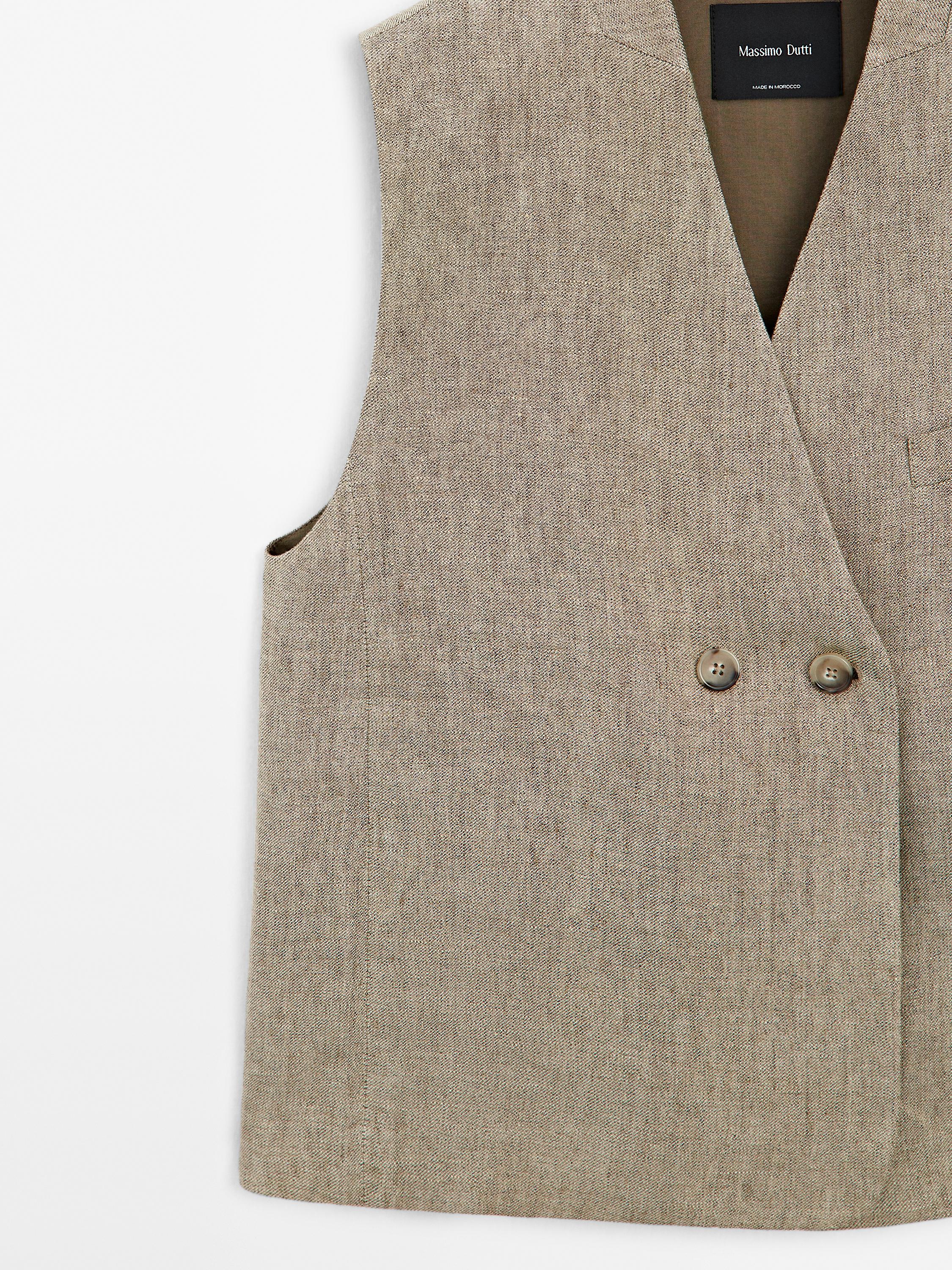 Linen blend waistcoat