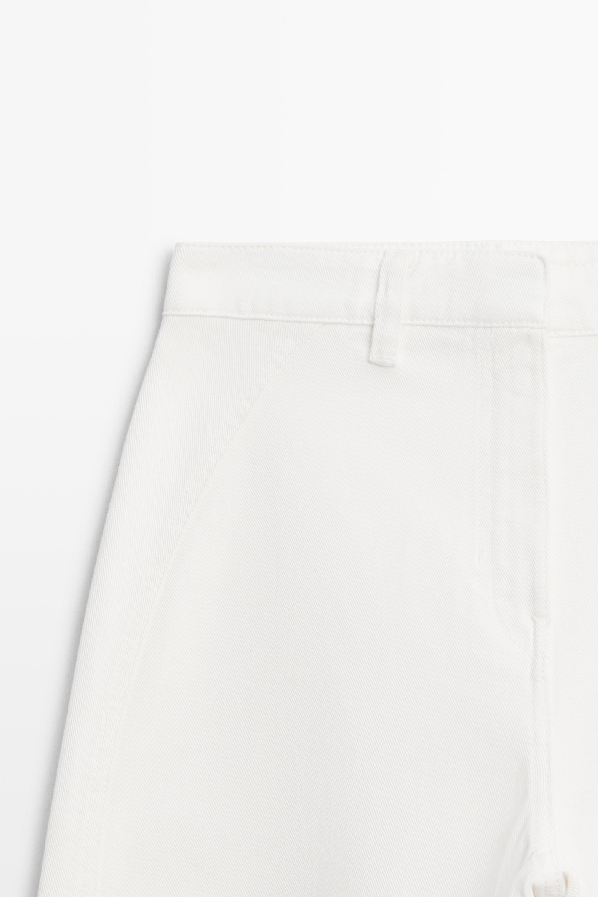 100% cotton barrel-fit pants — Off white