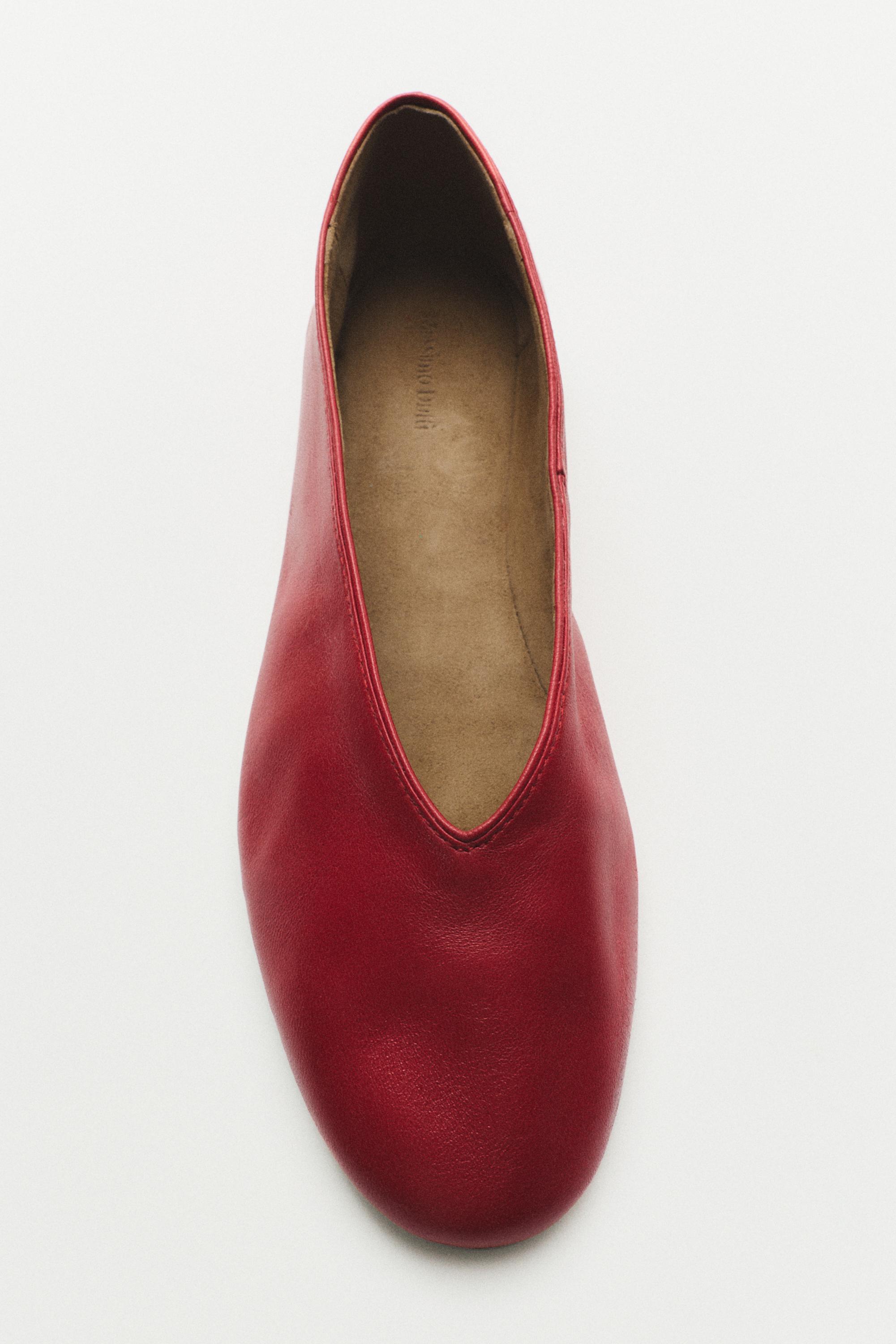 Soft leather ballerinas — RED