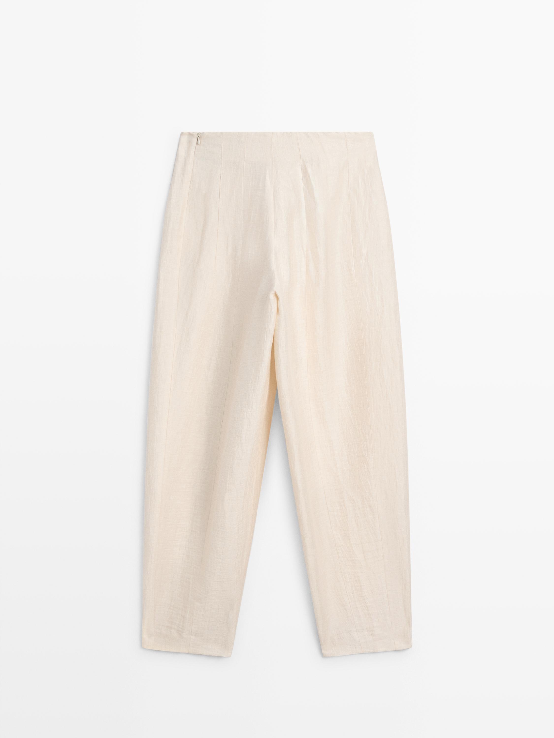 Linen blend sarouel trousers — BEIGE