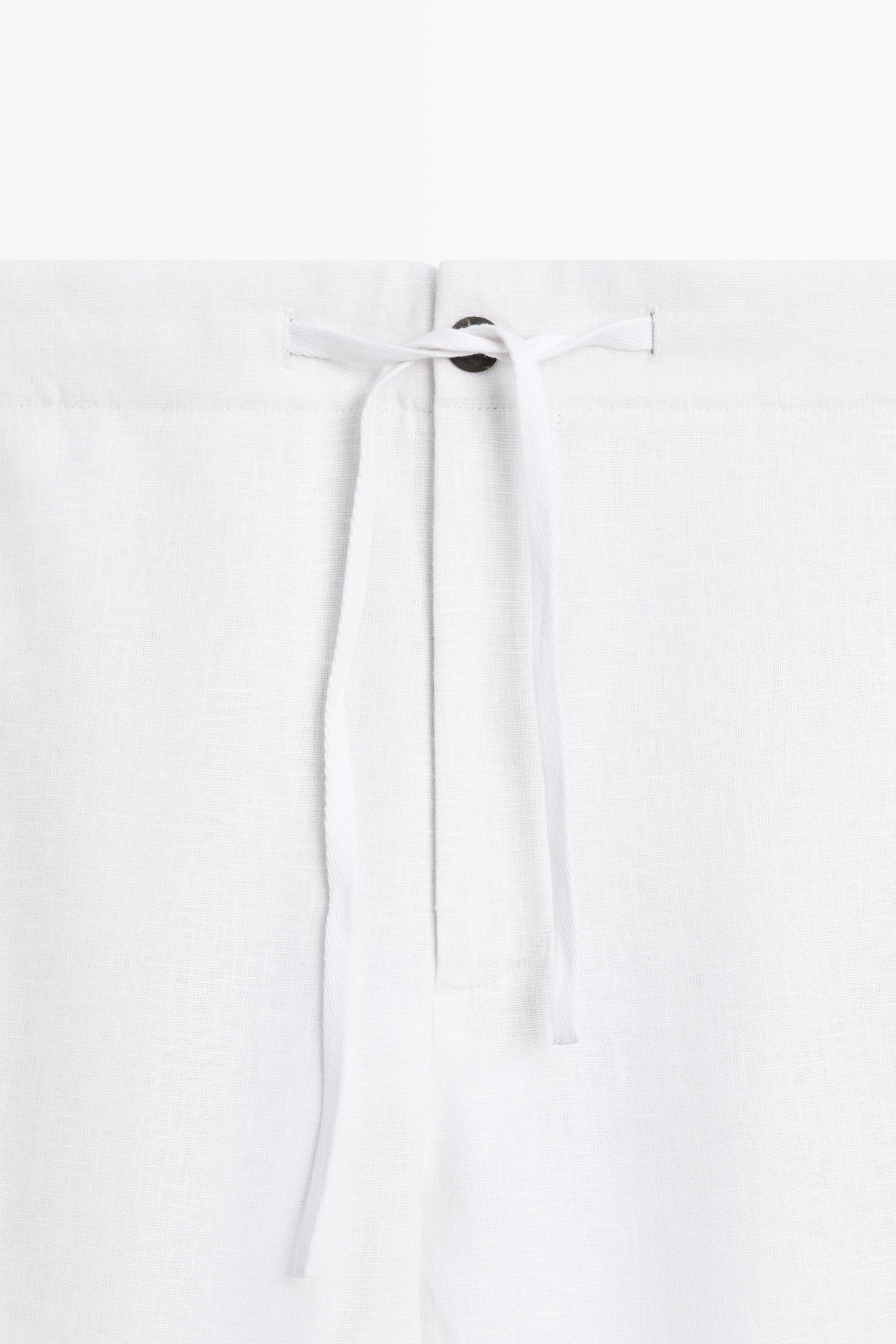 100% linen jogger-fit pants — WHITE
