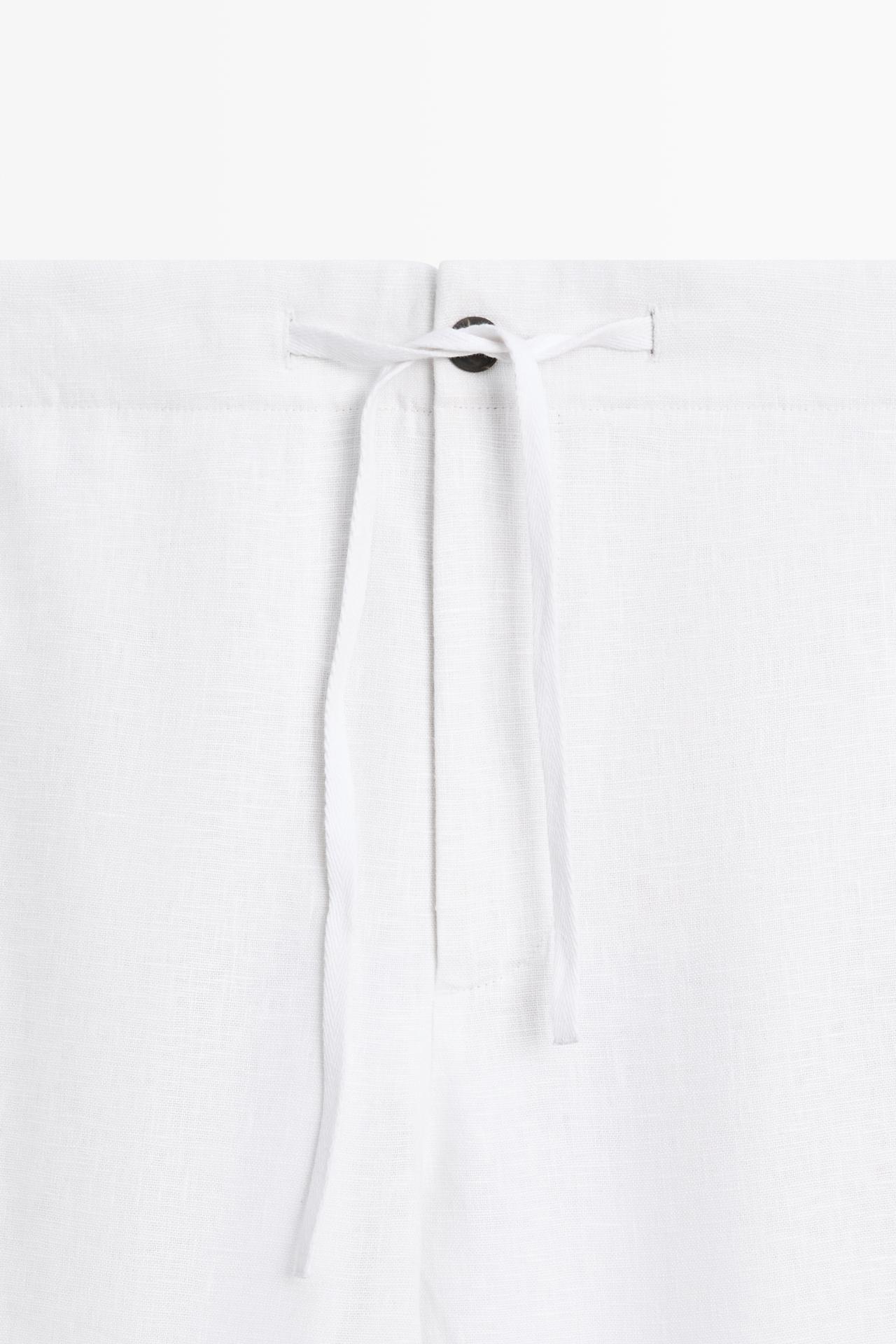 100% linen jogger-fit pants — WHITE