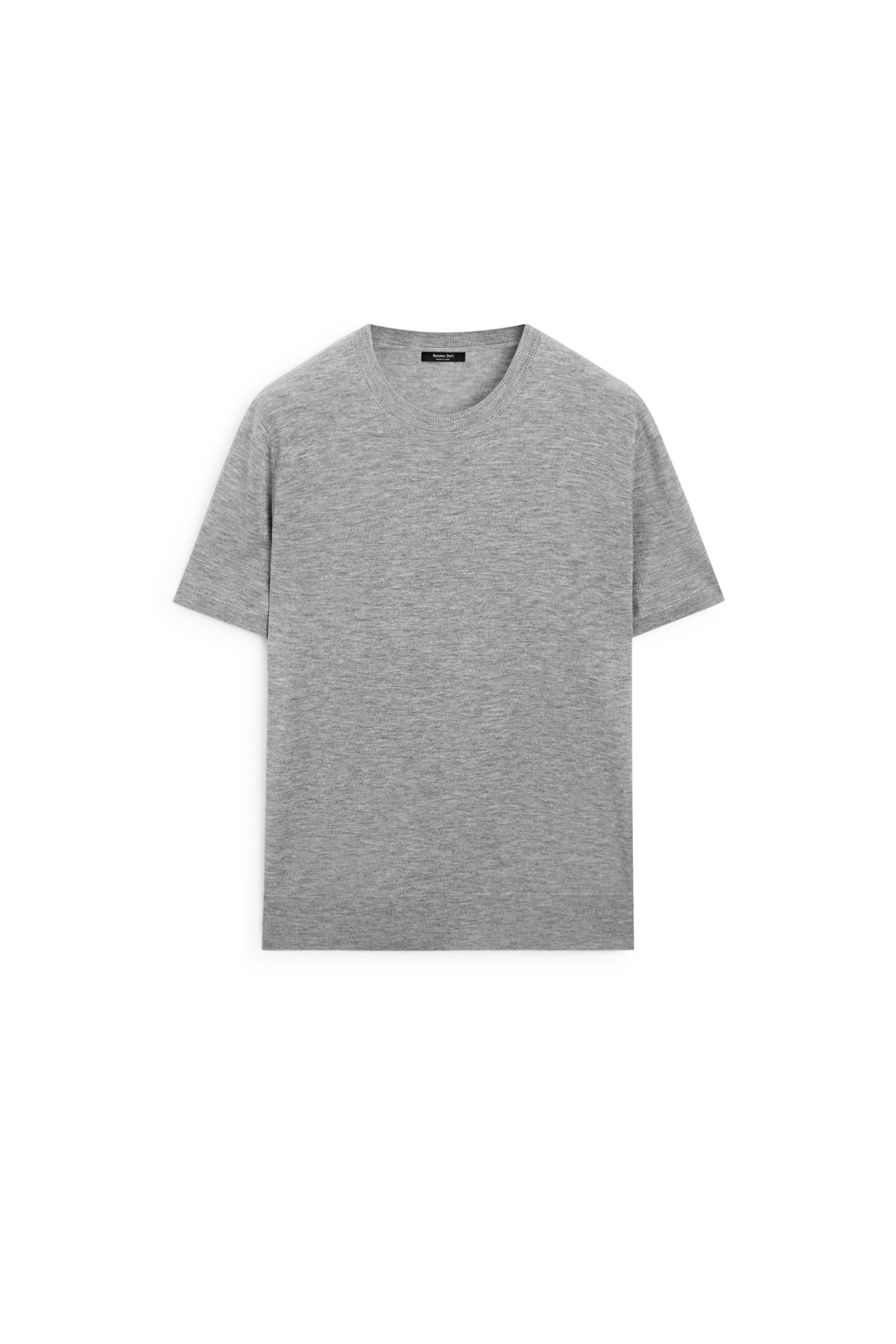 Short-sleeve fine-knit sweater — GREY MARL