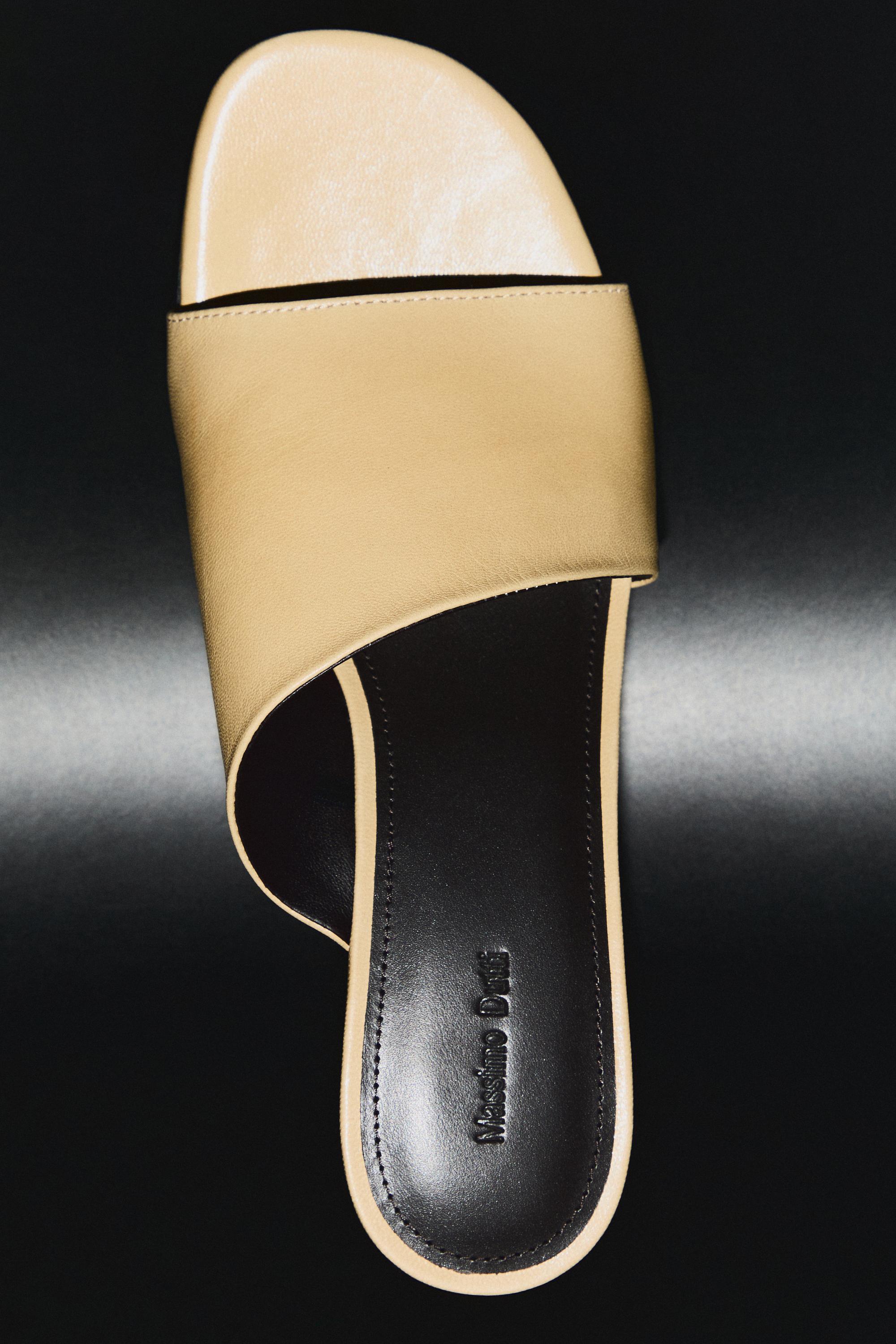 Soft leather wedge heel sandals — BEIGE
