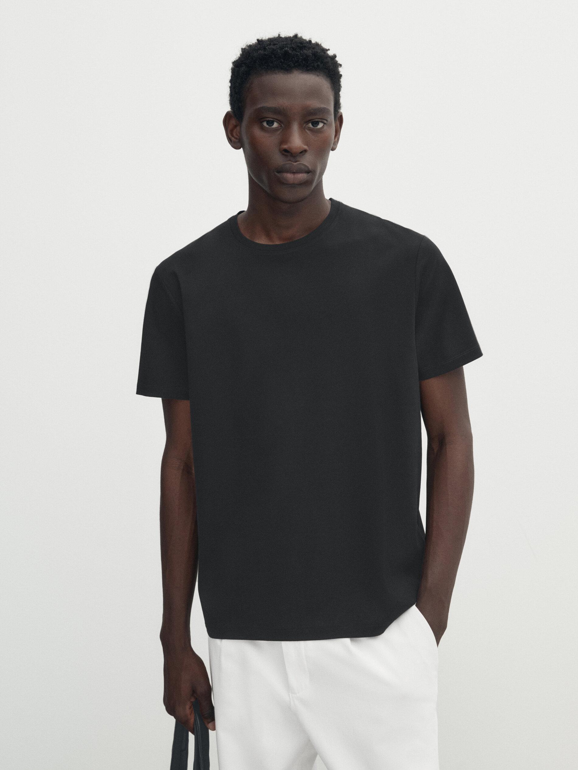 100% mercerised cotton T-shirt — BLACK