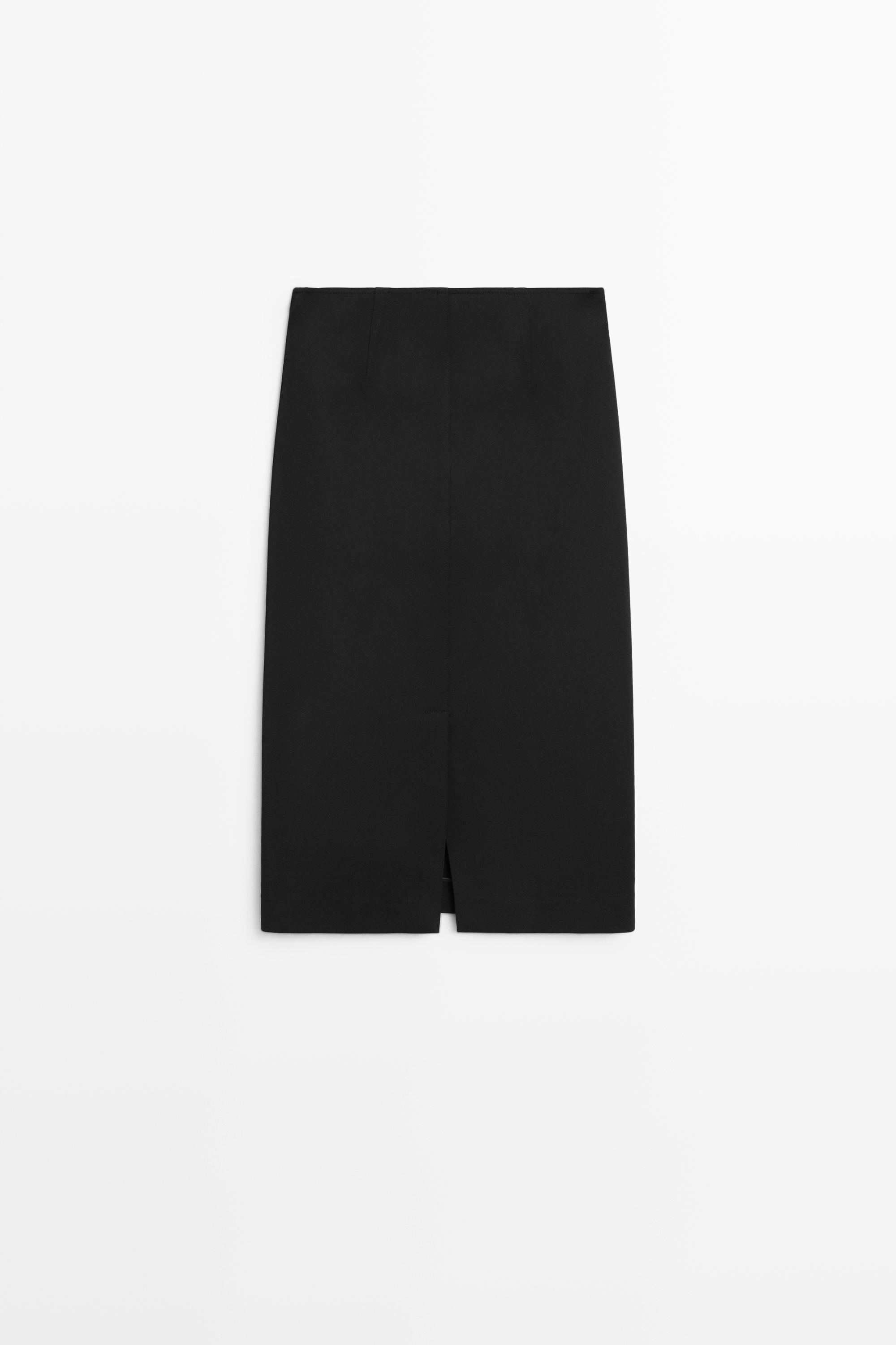 Straight midi skirt — BLACK