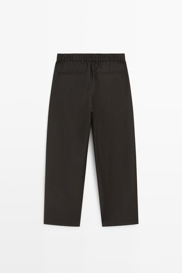 100% Wool Pants with Waist Detail — BROWN 6