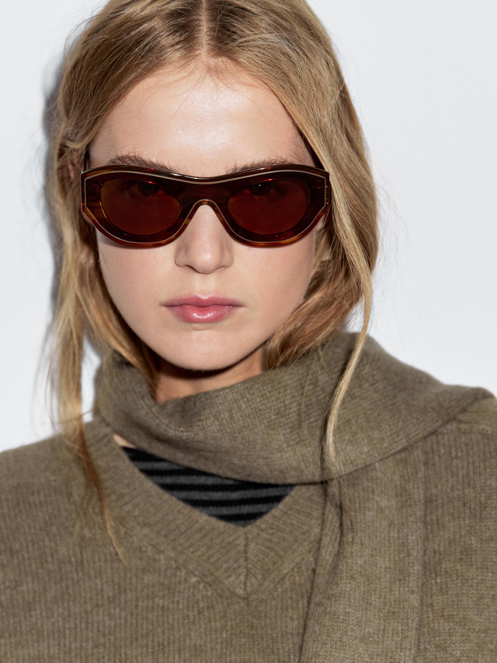 Dzianinowy Sweter Ze 100% Wełny Z Szalikiem I Kieszenią - Zielony - S - Massimo Dutti - Kobieta