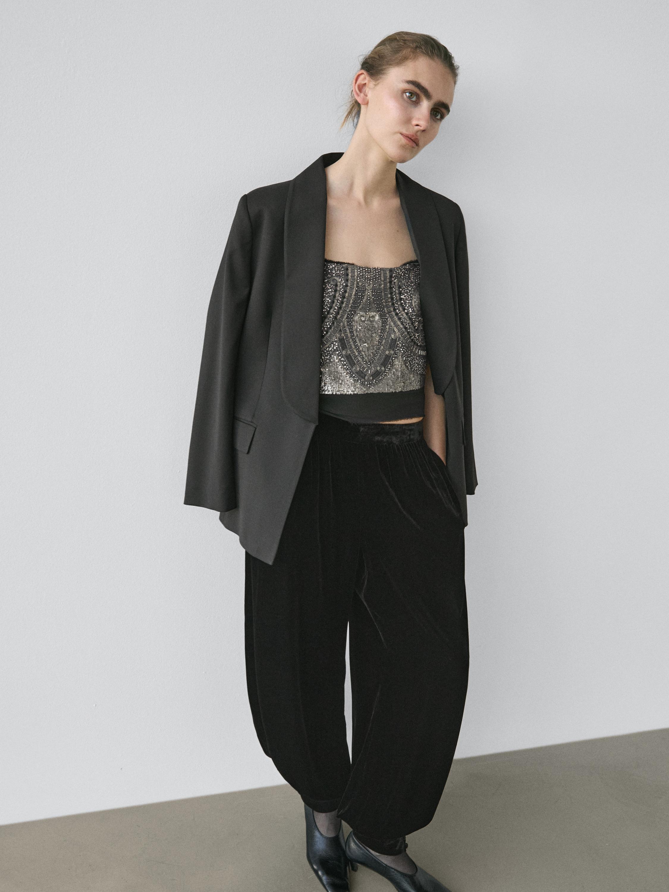 Velvet sarouel trousers - STUDIO — BLACK