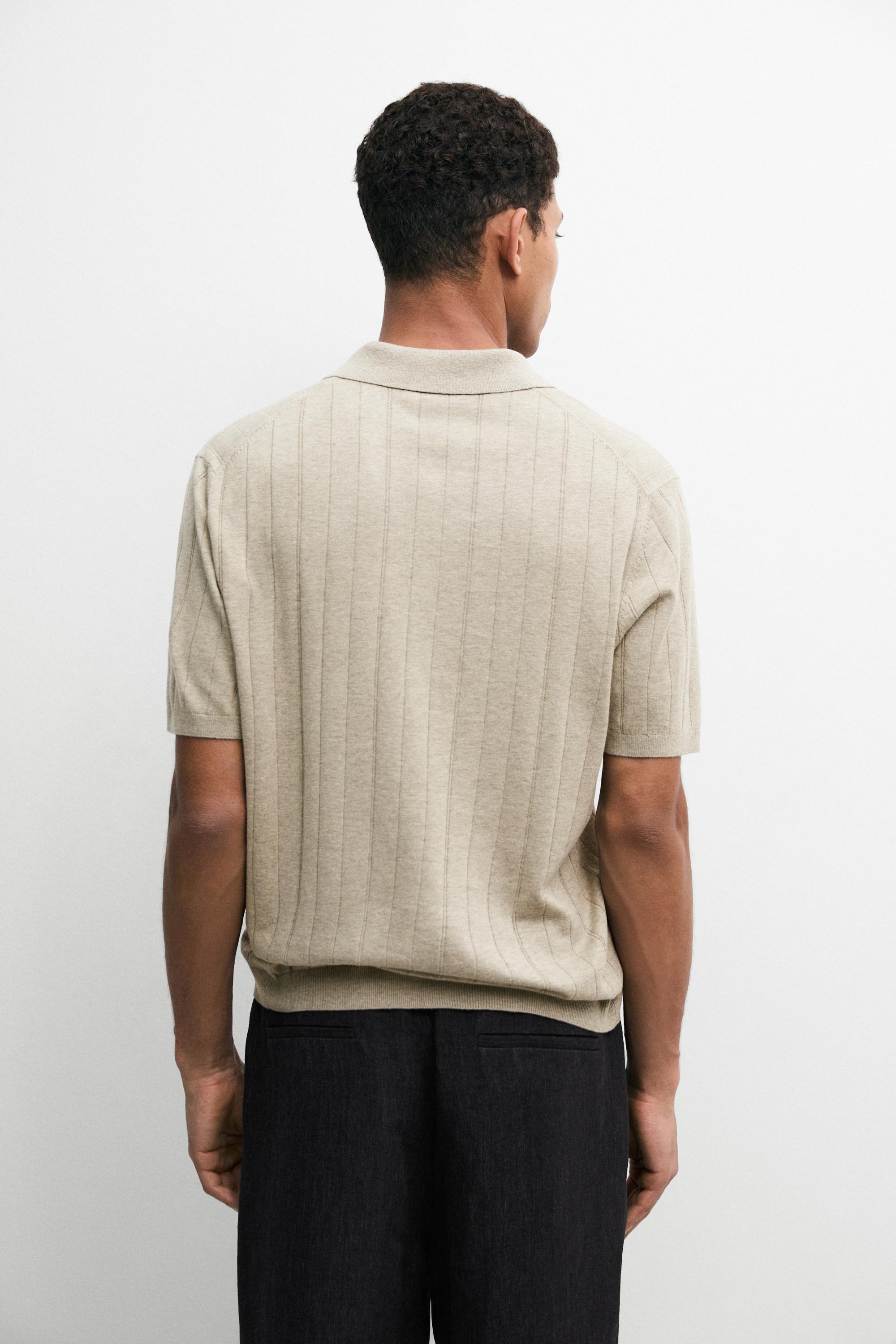 Knit cotton blend polo shirt with short sleeves — Washed