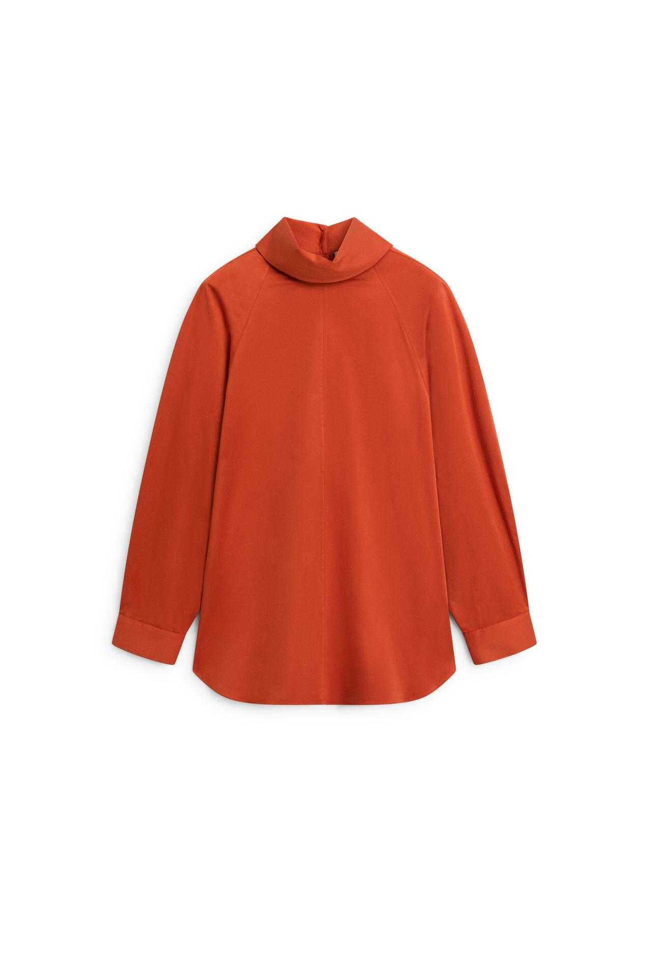 Oversize poplin high-neck shirt - LIMITED EDITION — ORANGE