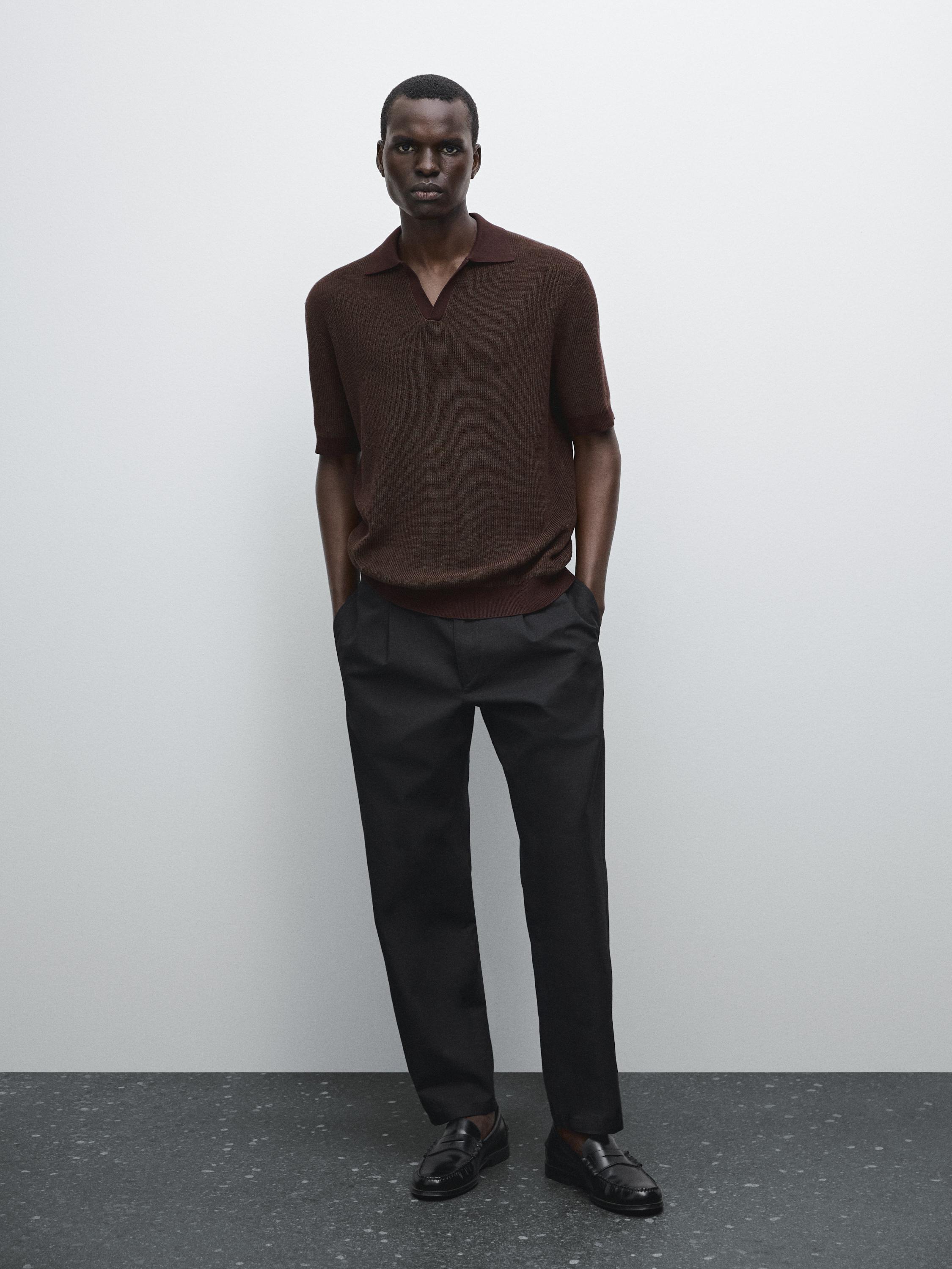 Knit cotton polo shirt