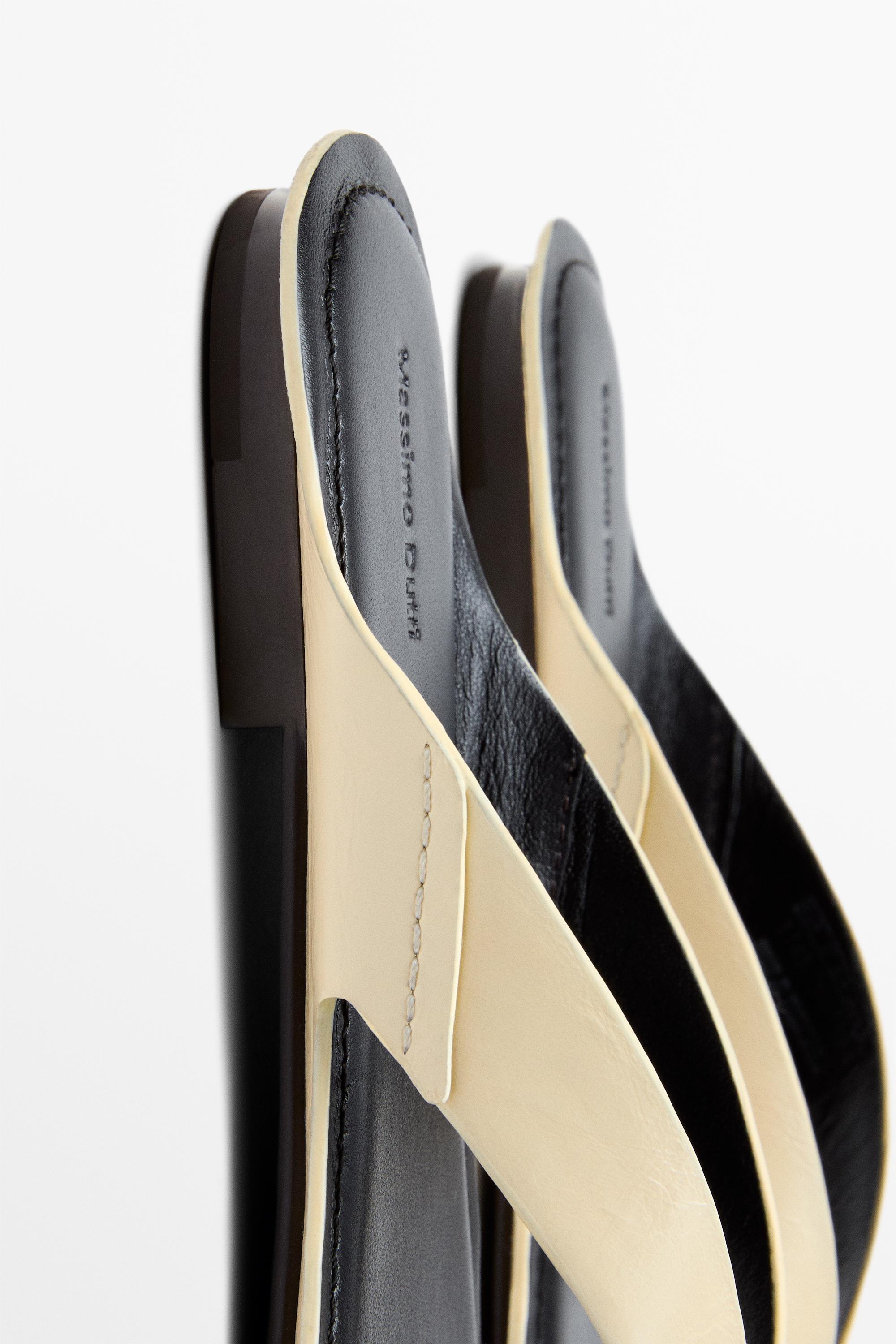 Flat leather sandals — CREAM