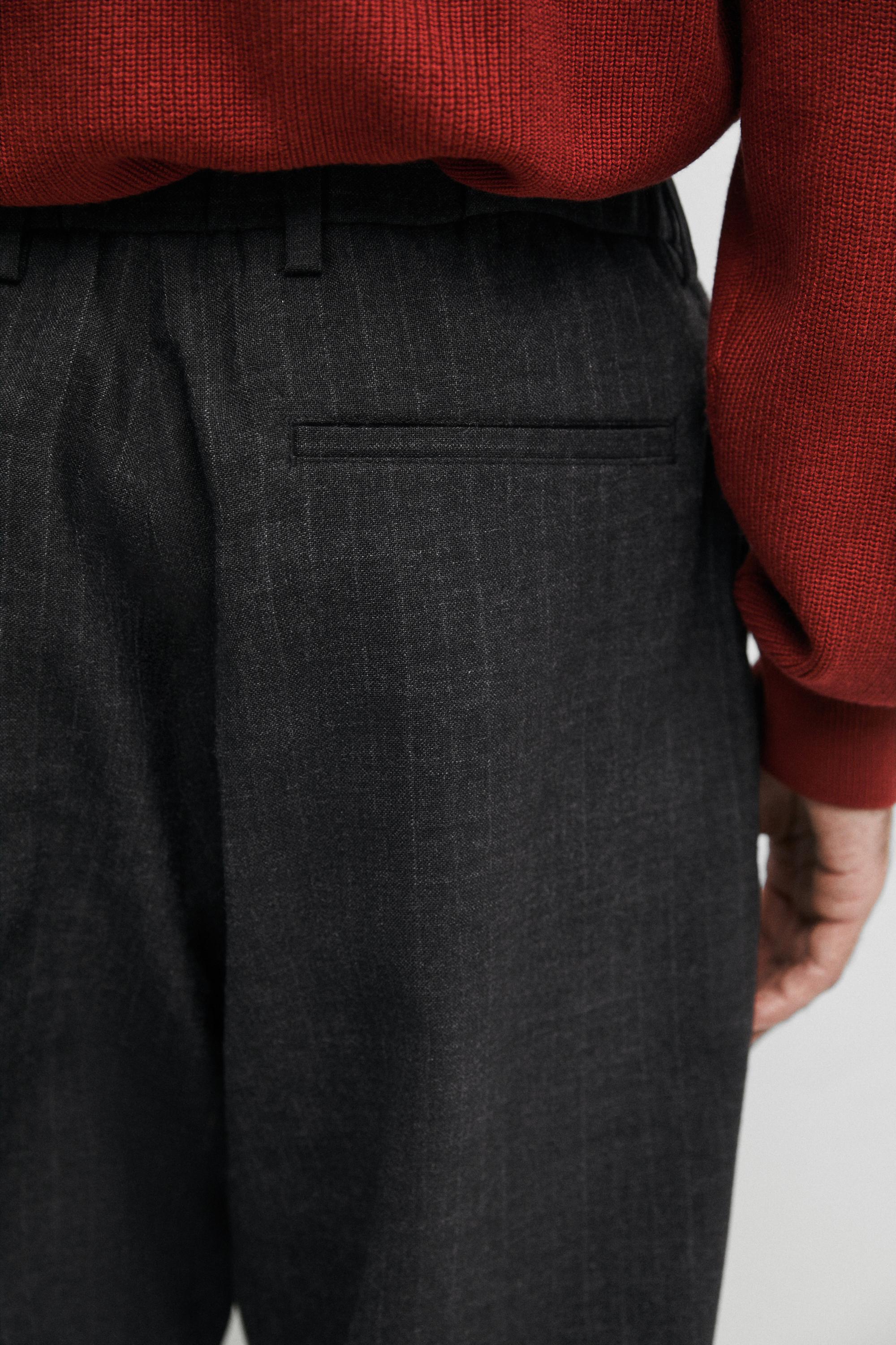 100% wool striped relaxed fit trousers — ANTHRACITE GREY