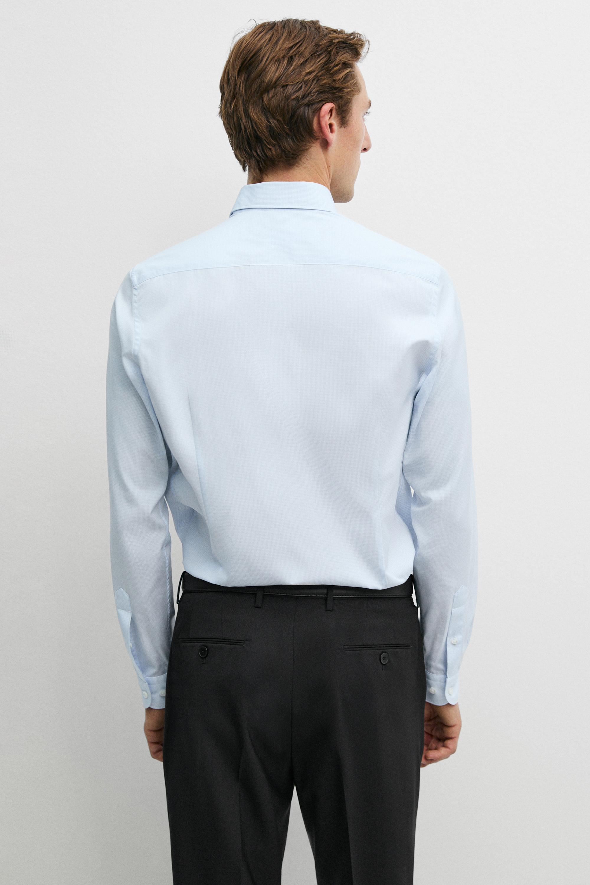 Slim fit gingham shirt — SKY BLUE