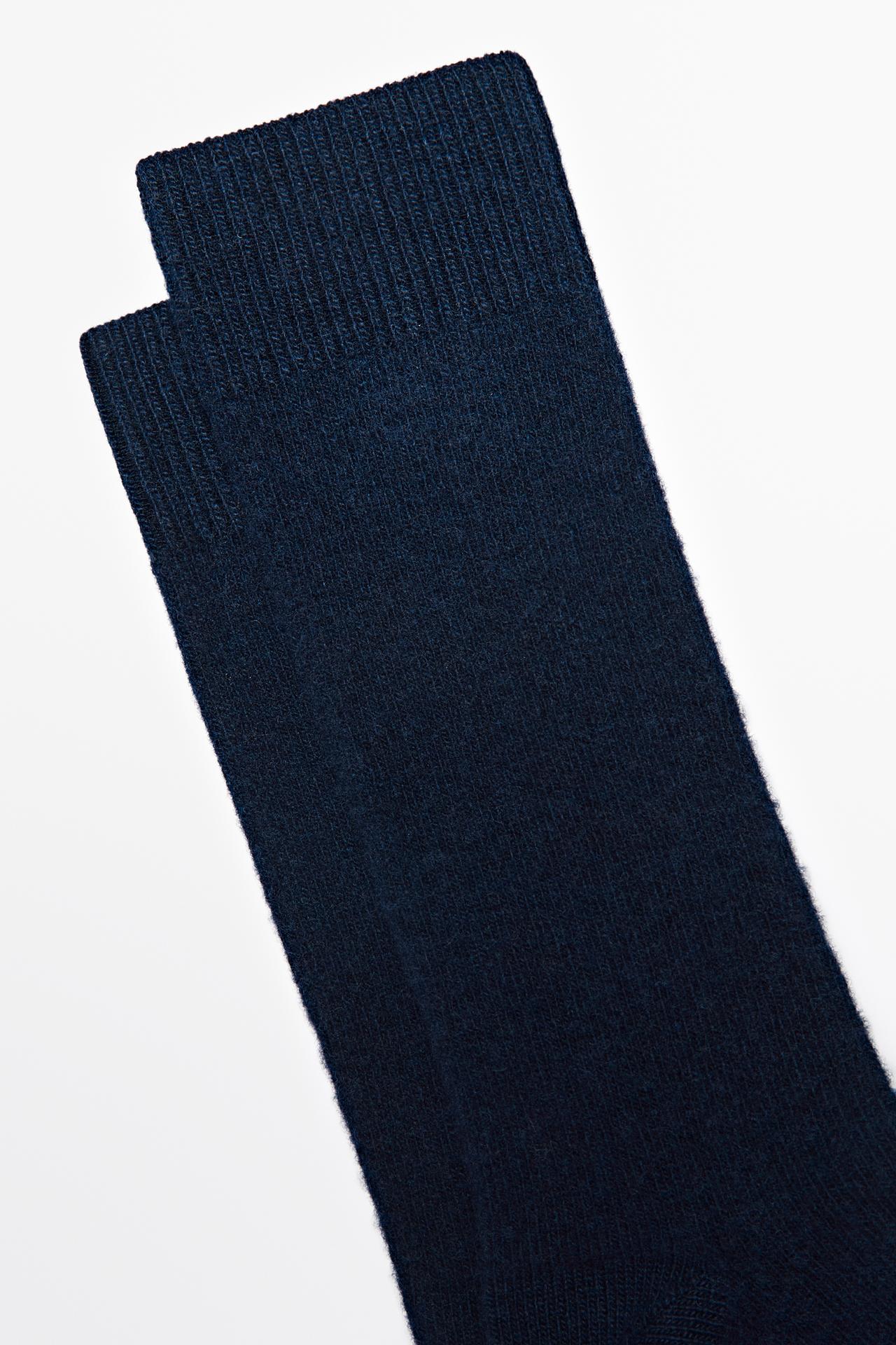 Plain knit wool socks — NAVY BLUE